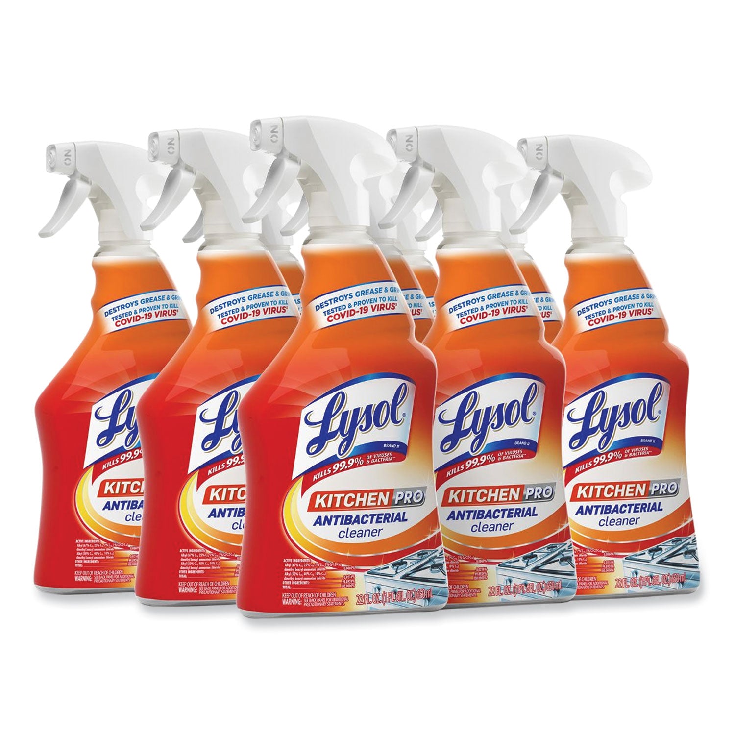 Kitchen Pro Antibacterial Cleaner, Citrus Scent, 22 oz Spray Bottle, 9/Carton