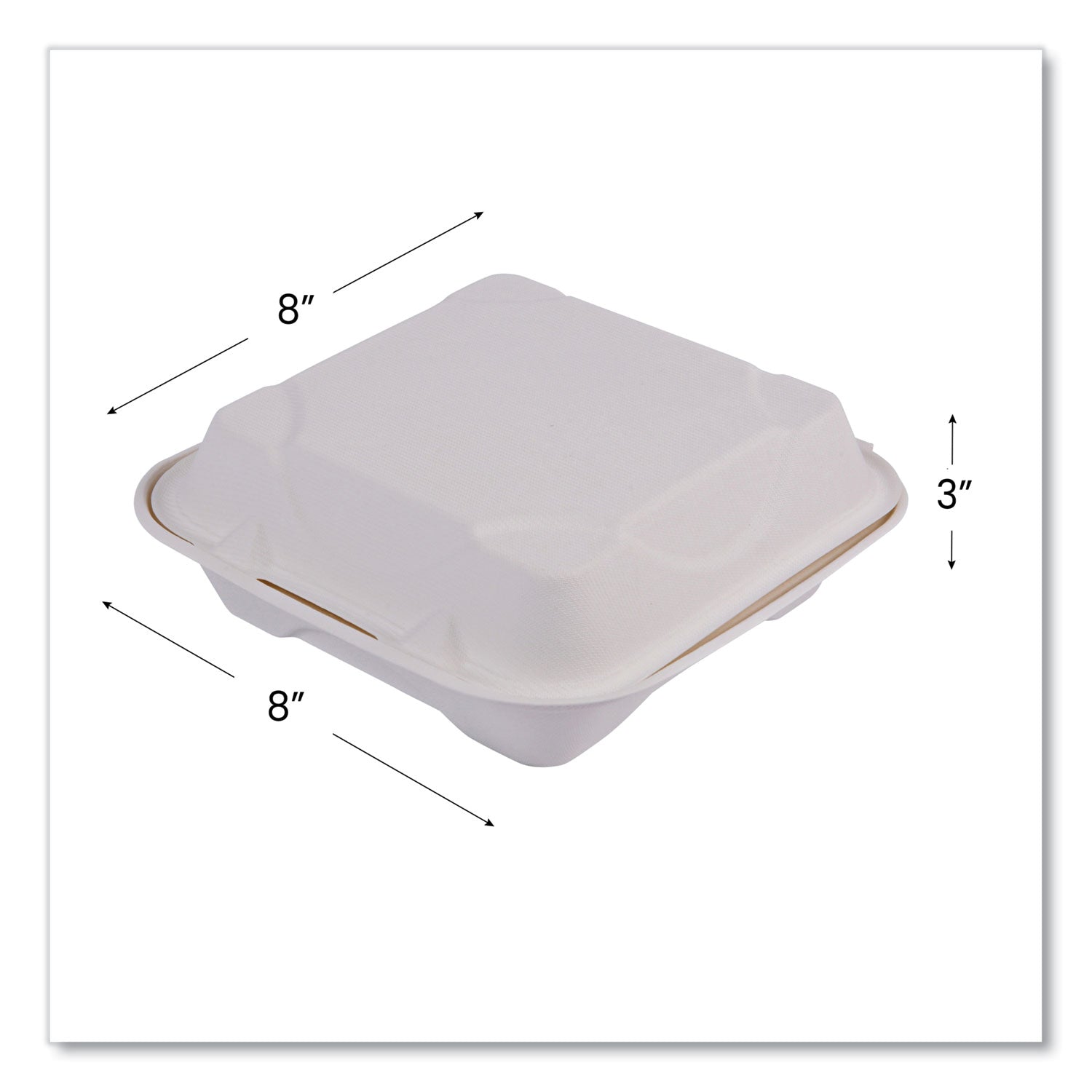 Bagasse Hinged Clamshell Containers, 8 x 8 x 3, White, 200/Carton Eco-Products® Flipcost