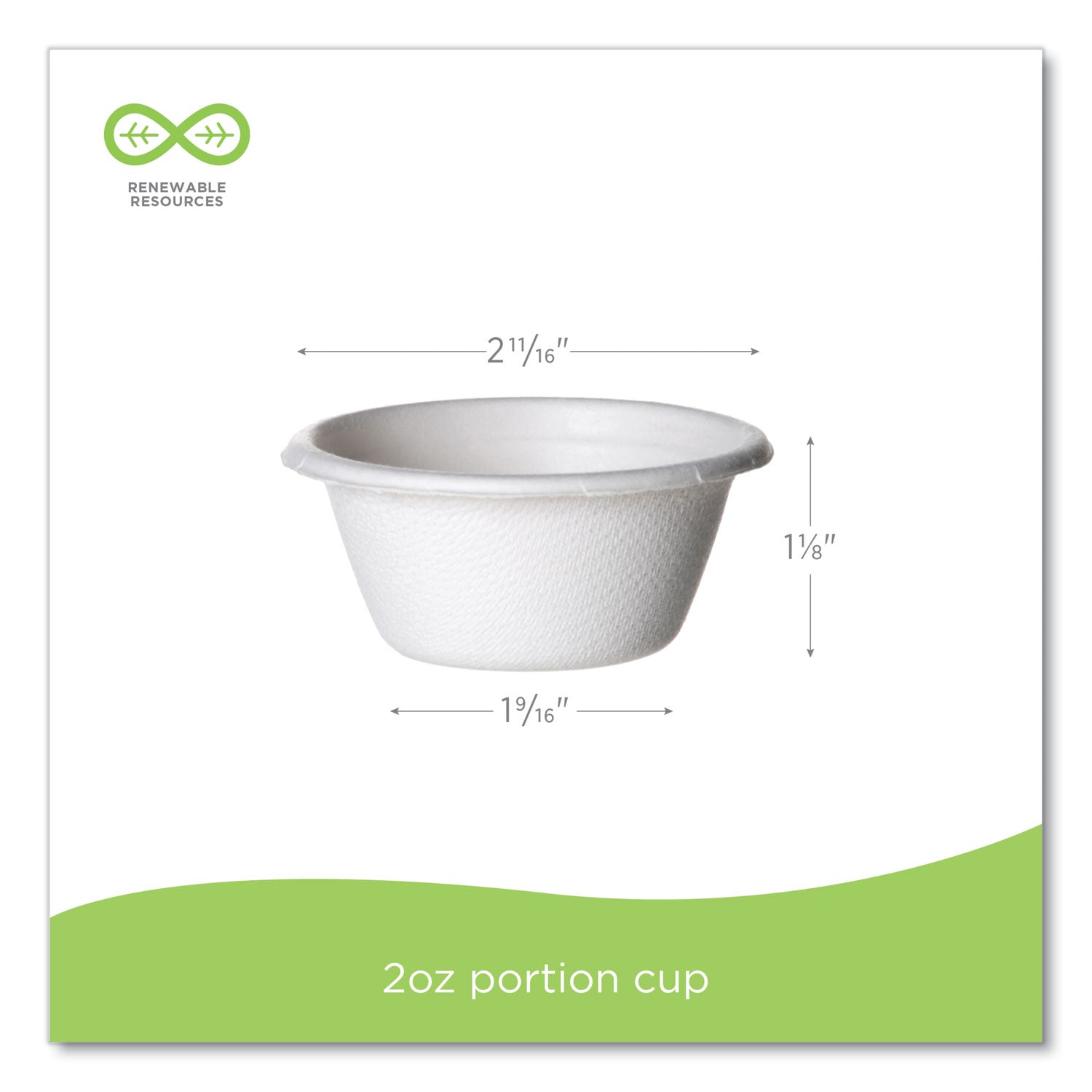 Molded Fiber Portion Cups, 2 oz, White, 2,500/Carton Eco-Products® Flipcost