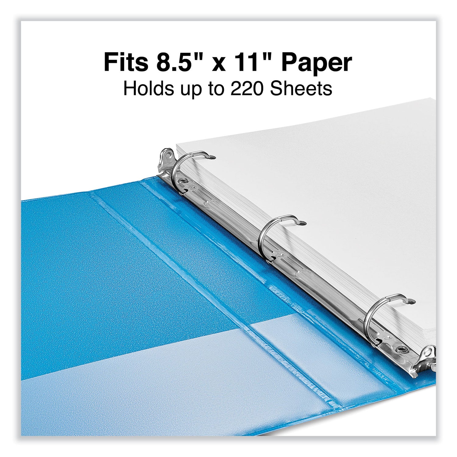 Universal® Slant D-Ring View Binder, 3 Rings, 1" Capacity, 11 x 8.5, Light Blue