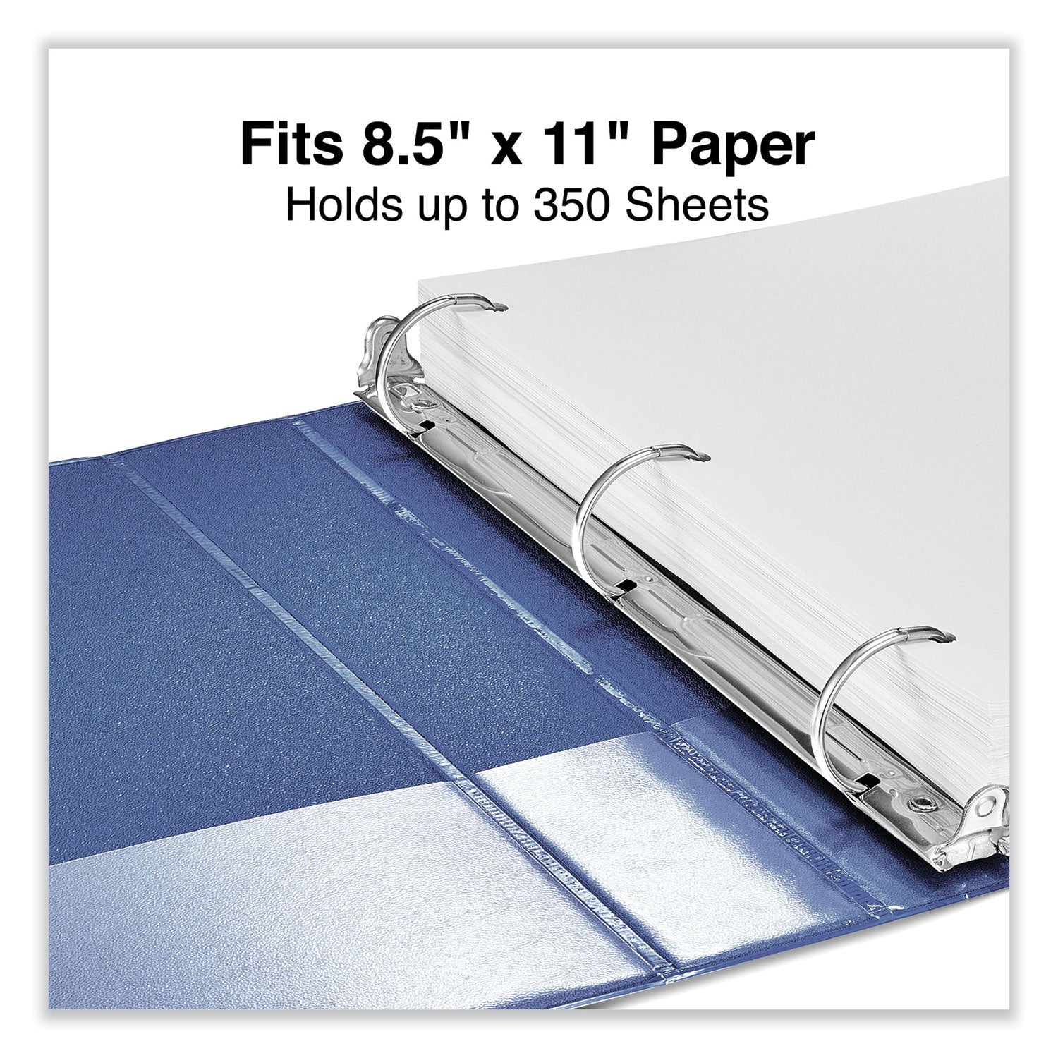 Universal® Slant D-Ring View Binder, 3 Rings, 1.5" Capacity, 11 x 8.5, Navy Blue