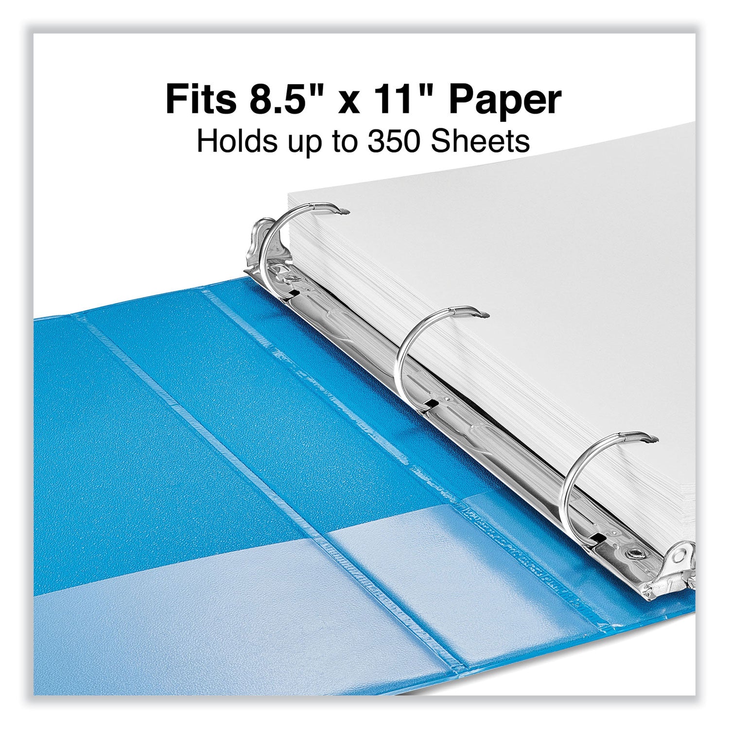 Universal® Slant D-Ring View Binder, 3 Rings, 1.5" Capacity, 11 x 8.5, Light Blue