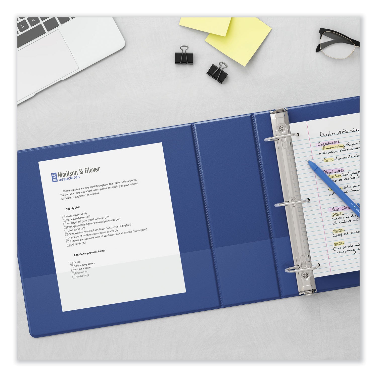 Universal® Slant D-Ring View Binder, 3 Rings, 2" Capacity, 11 x 8.5, Navy Blue