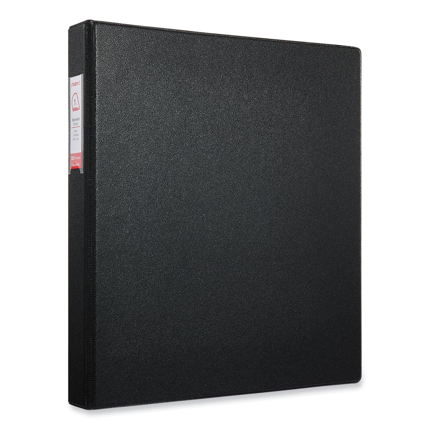 Universal® Deluxe Non-View D-Ring Binder with Label Holder, 3 Rings, 1" Capacity, 11 x 8.5, Black