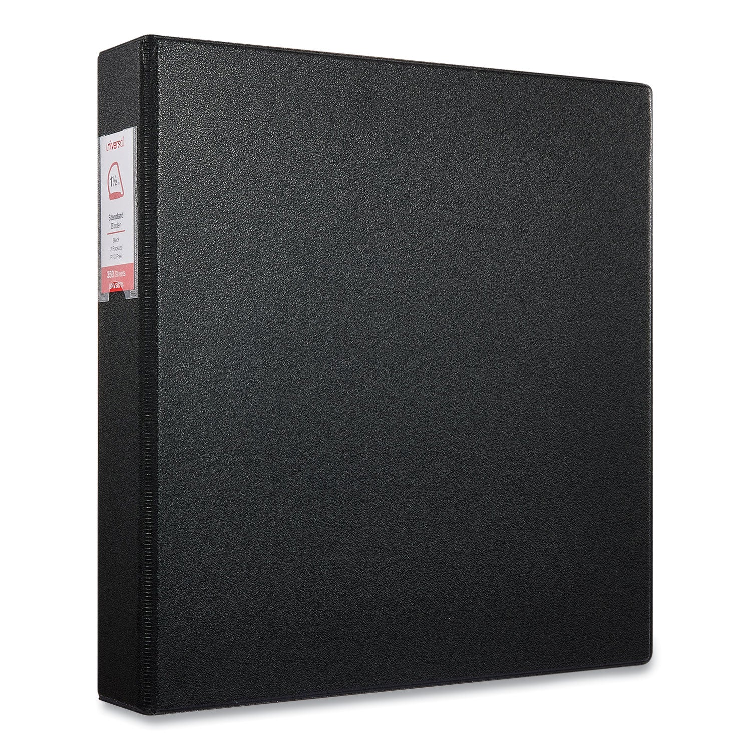 Universal® Deluxe Non-View D-Ring Binder with Label Holder, 3 Rings, 1.5" Capacity, 11 x 8.5, Black