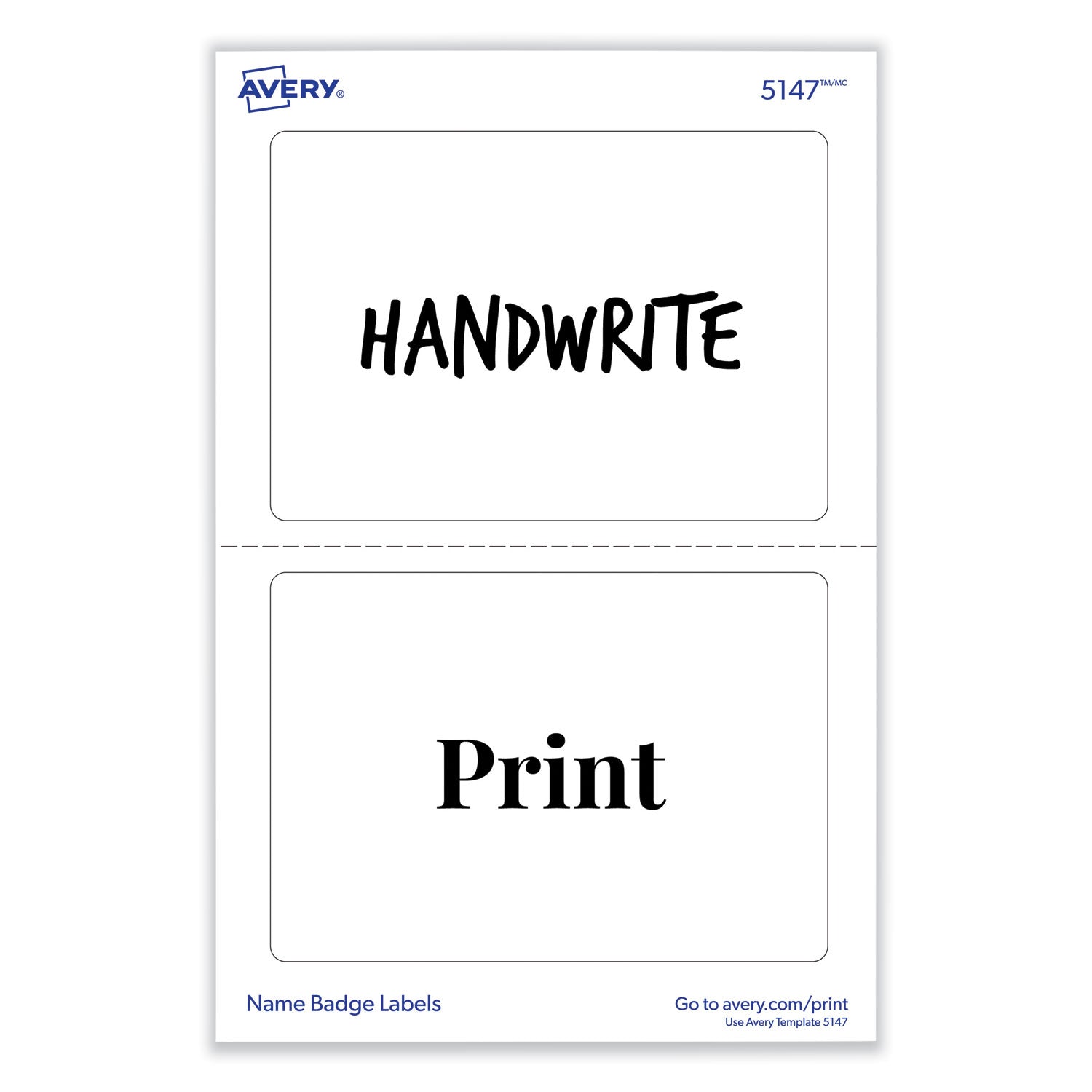 Avery® Printable Adhesive Name Badges, 3.38 x 2.33, White, 100/Pack