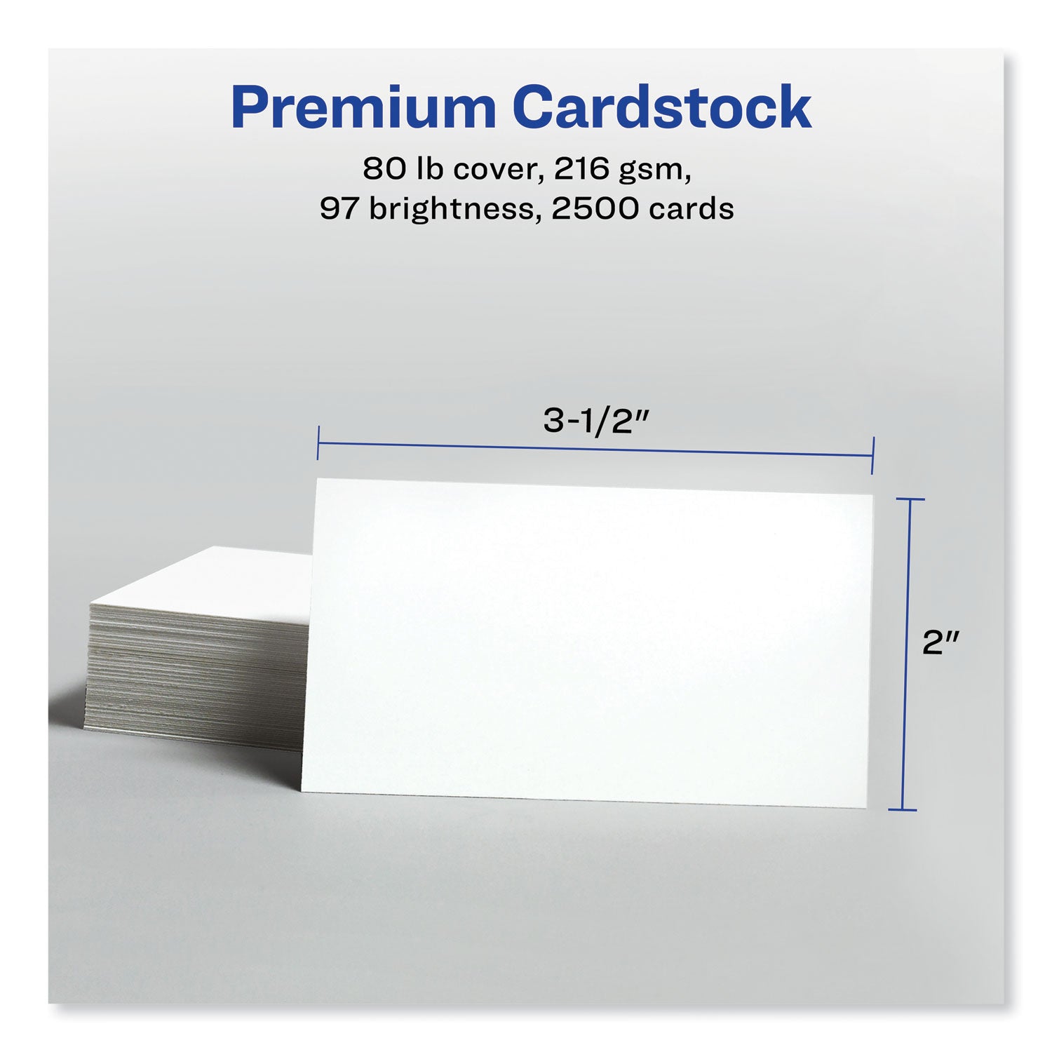 Avery® Printable Microperforated Business Cards w/Sure Feed Technology, Laser, 2 x 3.5, White, 2,500 Cards, 10/Sheet, 250 Sheets/Box