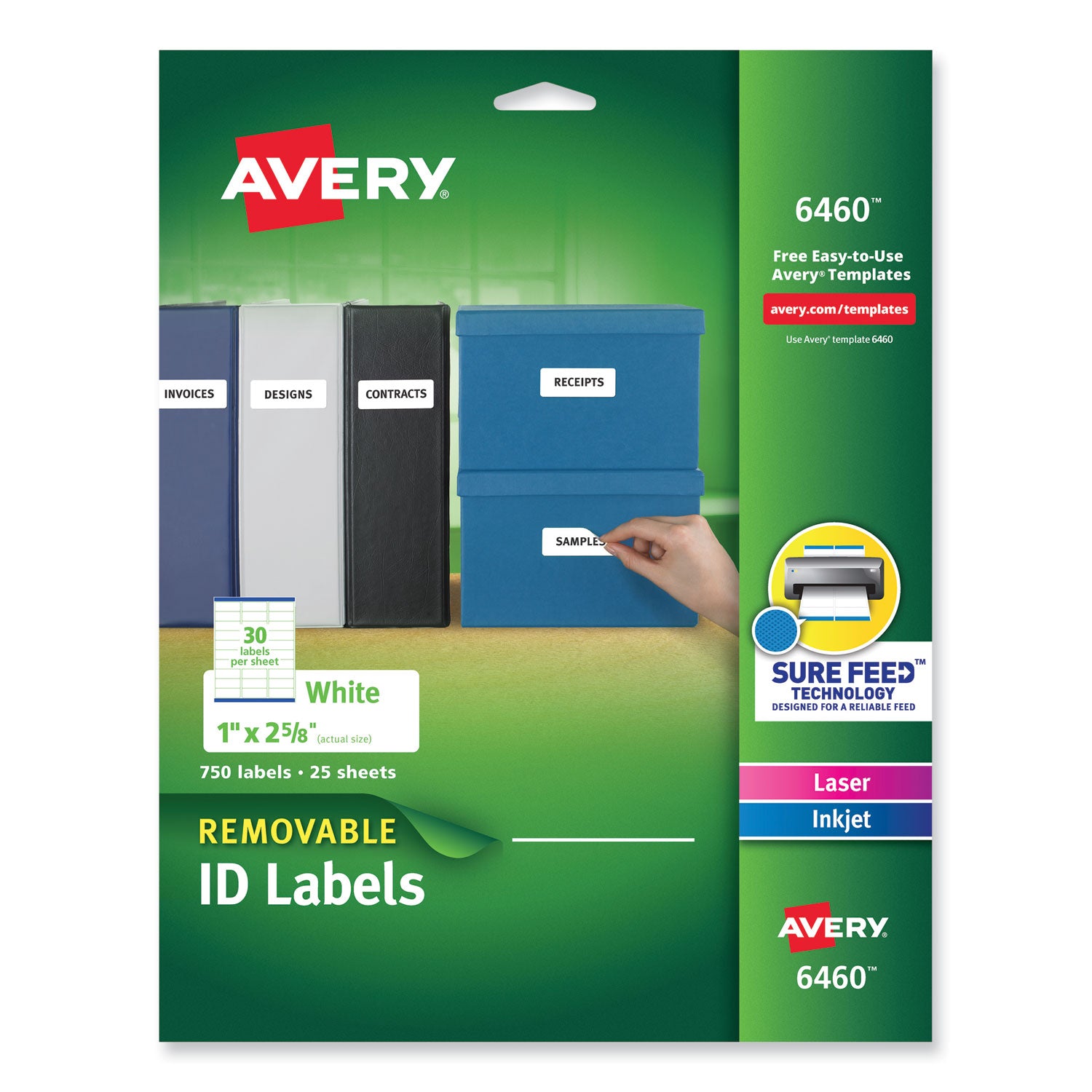 Removable Multi-Use Labels, Inkjet/Laser Printers, 1 x 2.63, White, 30/Sheet, 25 Sheets/Pack