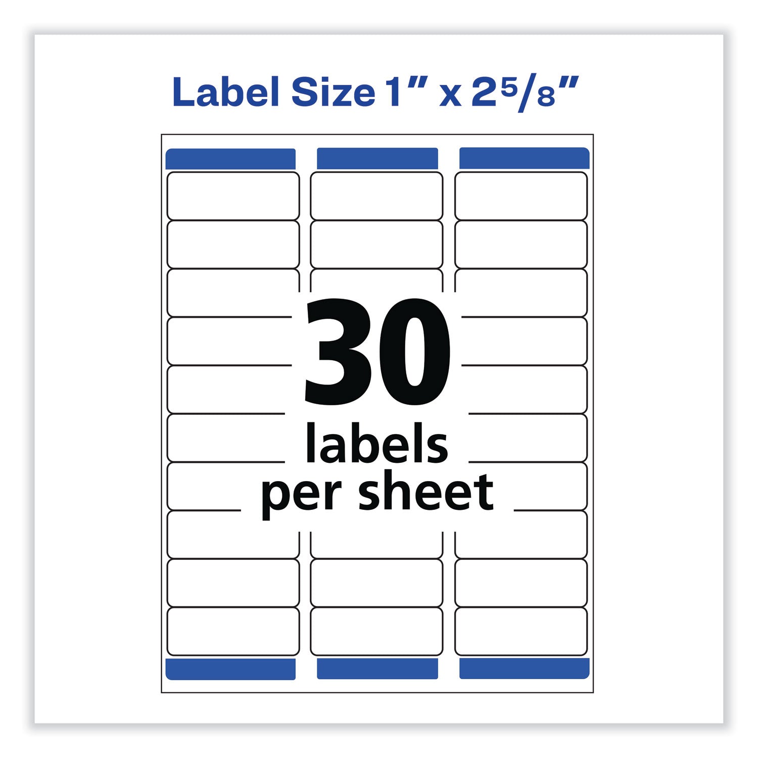 Avery® Removable Multi-Use Labels, Inkjet/Laser Printers, 1 x 2.63, White, 30/Sheet, 25 Sheets/Pack