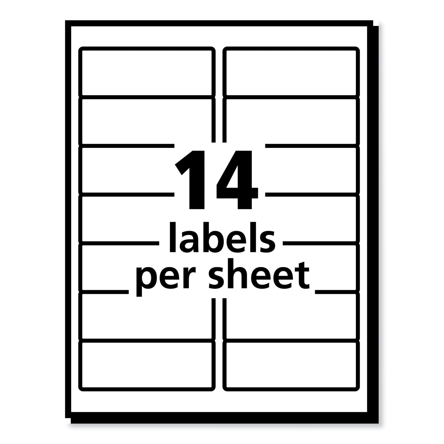 PRES-a-ply® Labels, Laser Printers, 1.33 x 4, White, 14/Sheet, 100 Sheets/Box