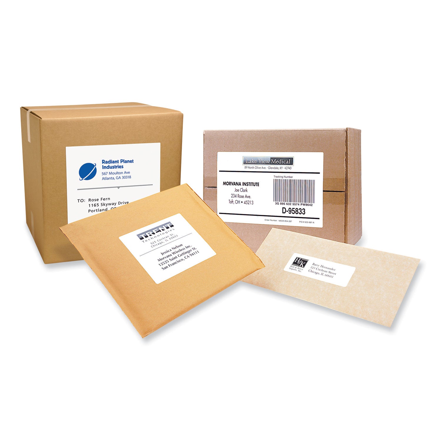 PRES-a-ply® Labels, Laser Printers, 2 x 4, White, 10/Sheet, 100 Sheets/Box