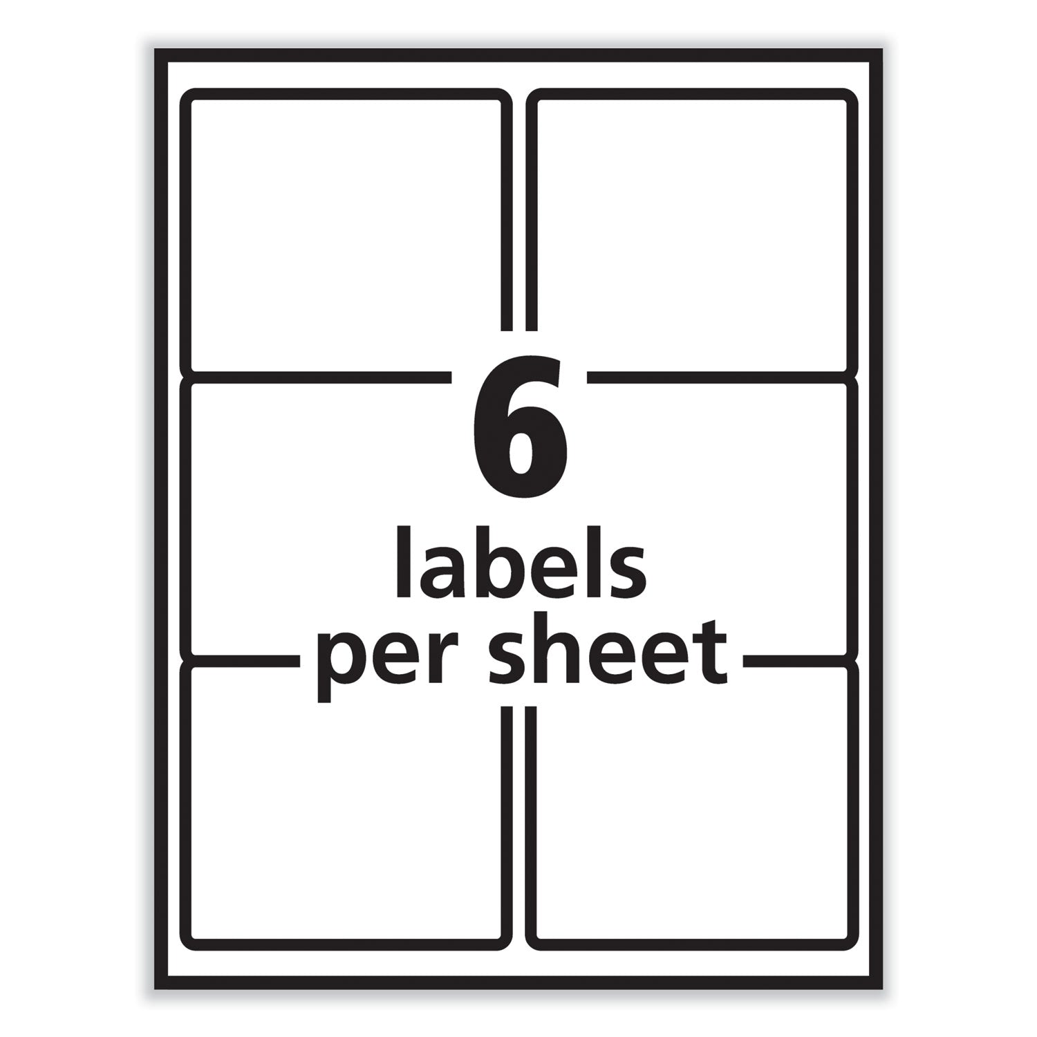 PRES-a-ply® Labels, Laser Printers, 3.33 x 4, White, 6/Sheet, 100 Sheets/Box