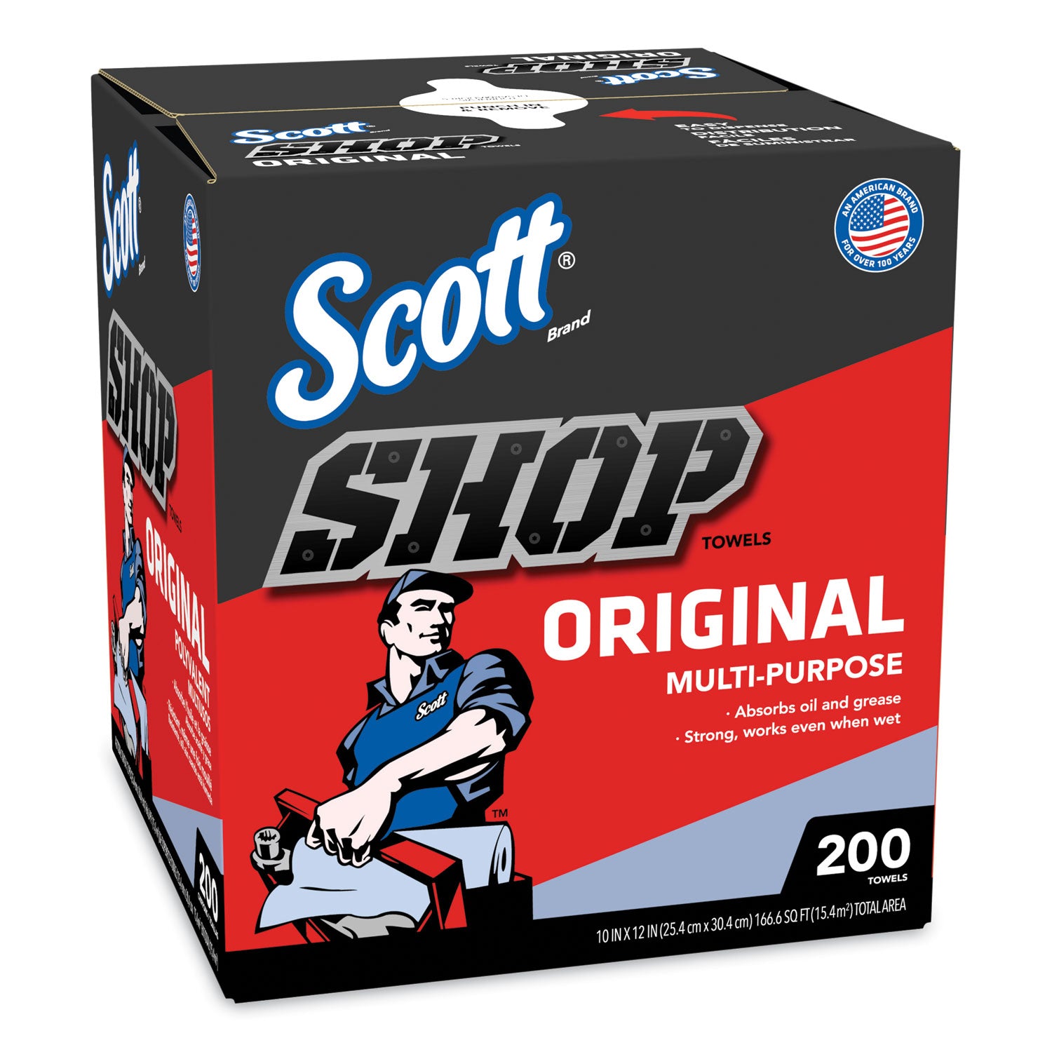 Scott® Shop Towels, POP-UP Box, 1-Ply, 9 x 12, Blue, 200/Box, 8 Boxes/Carton