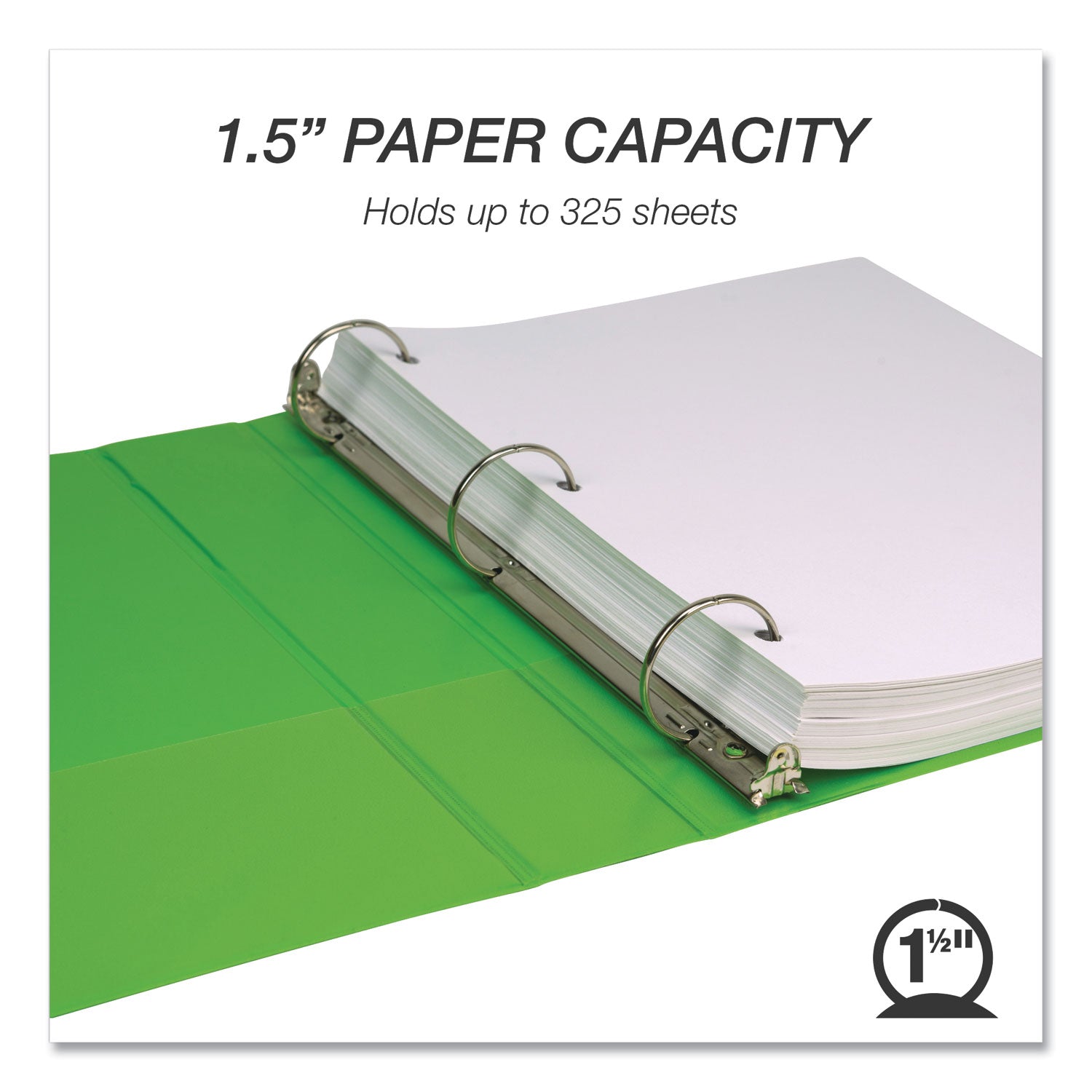 Samsill® Earth's Choice Plant-Based Economy Round Ring View Binders, 3 Rings, 1.5" Capacity, 11 x 8.5, Lime, 2/Pack