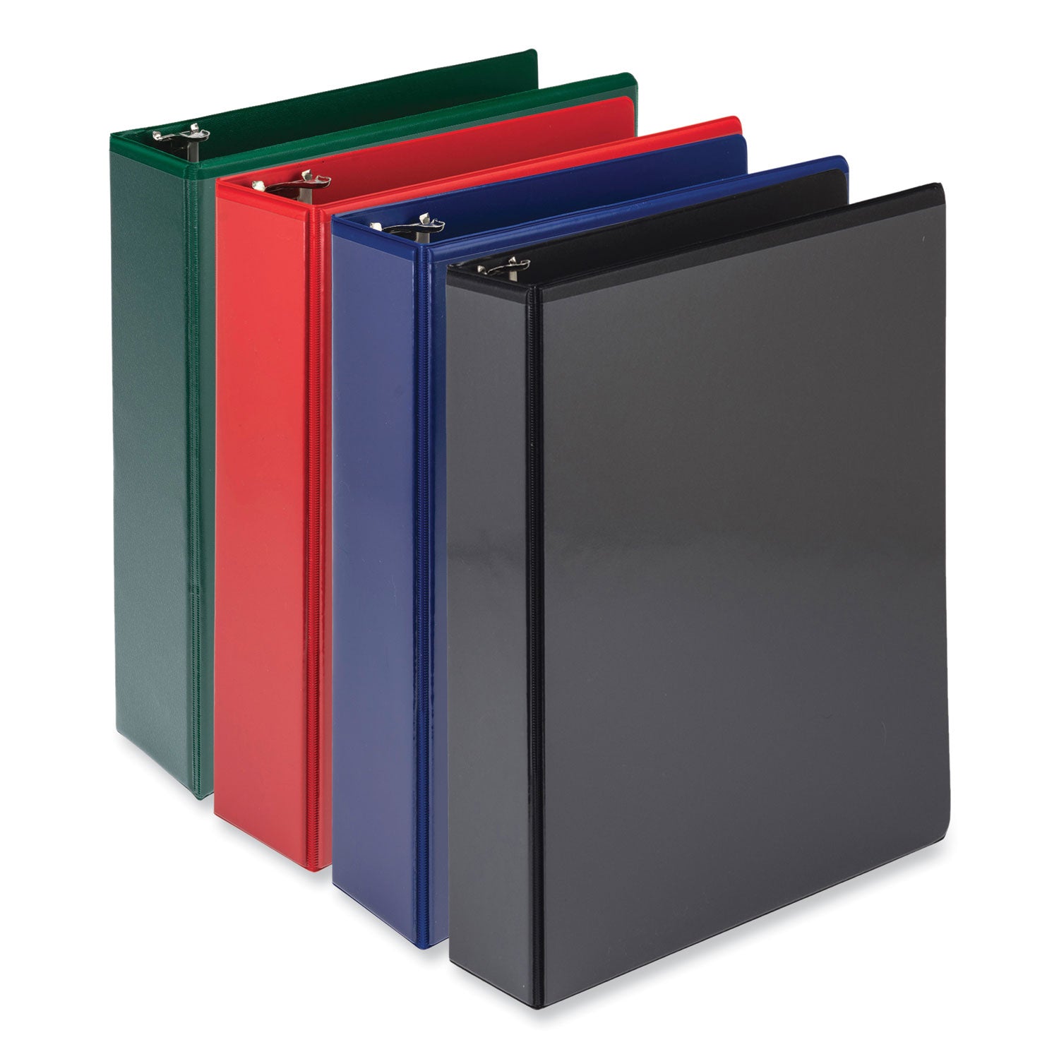 Durable D-Ring View Binders, 3 Rings, 2" Capacity, 11 x 8.5, Black/Blue/Green/Red, 4/Pack