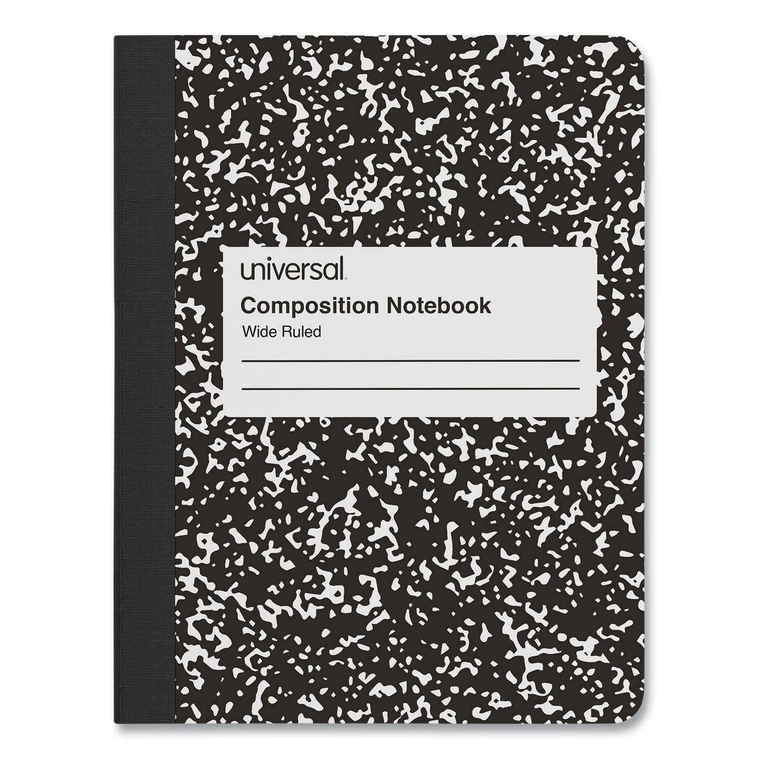 Universal® Composition Book, Wide/Legal Rule, Black Marble Cover, (100) 9.75 x 7.5 Sheets, 6/Pack