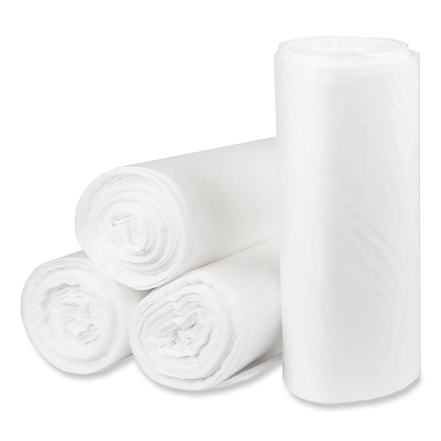 Pitt Plastics Eco Strong Plus Can Liners, 40 gal, 16 mic, 40" x 46", Natural, Perforated Roll, 250/Carton