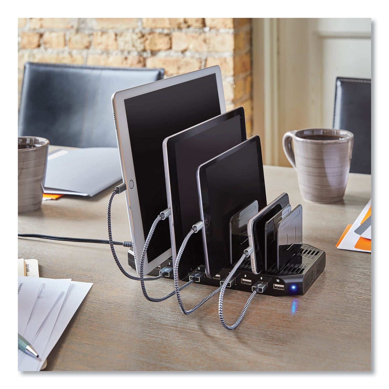 Tripp Lite by Eaton Desktop Charging Station with Adjustable Storage, 10 Devices, 9.4 x 4.7 x 1, Black