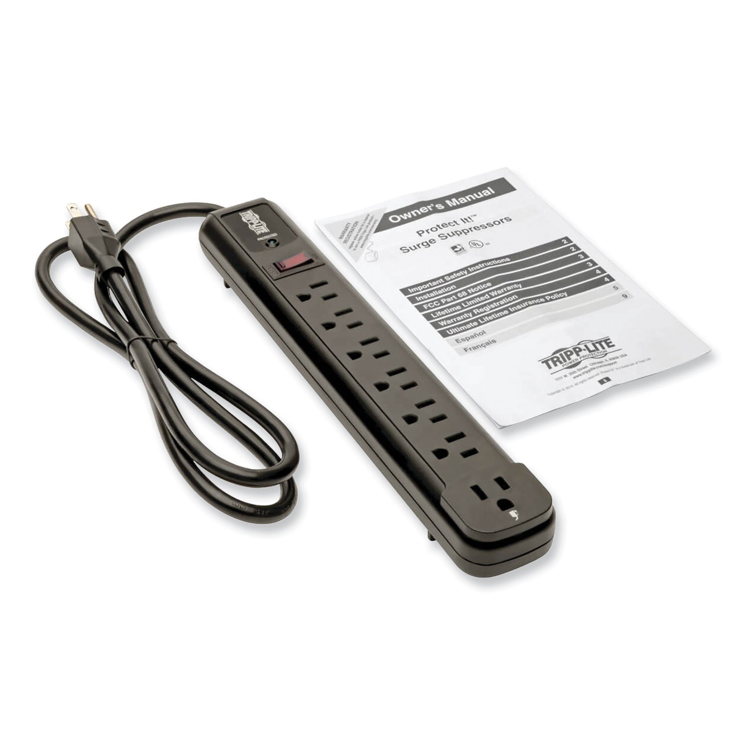 Tripp Lite by Eaton Protect It! Surge Protector, 7 AC Outlets, 4 ft Cord, 1,080 J, Black