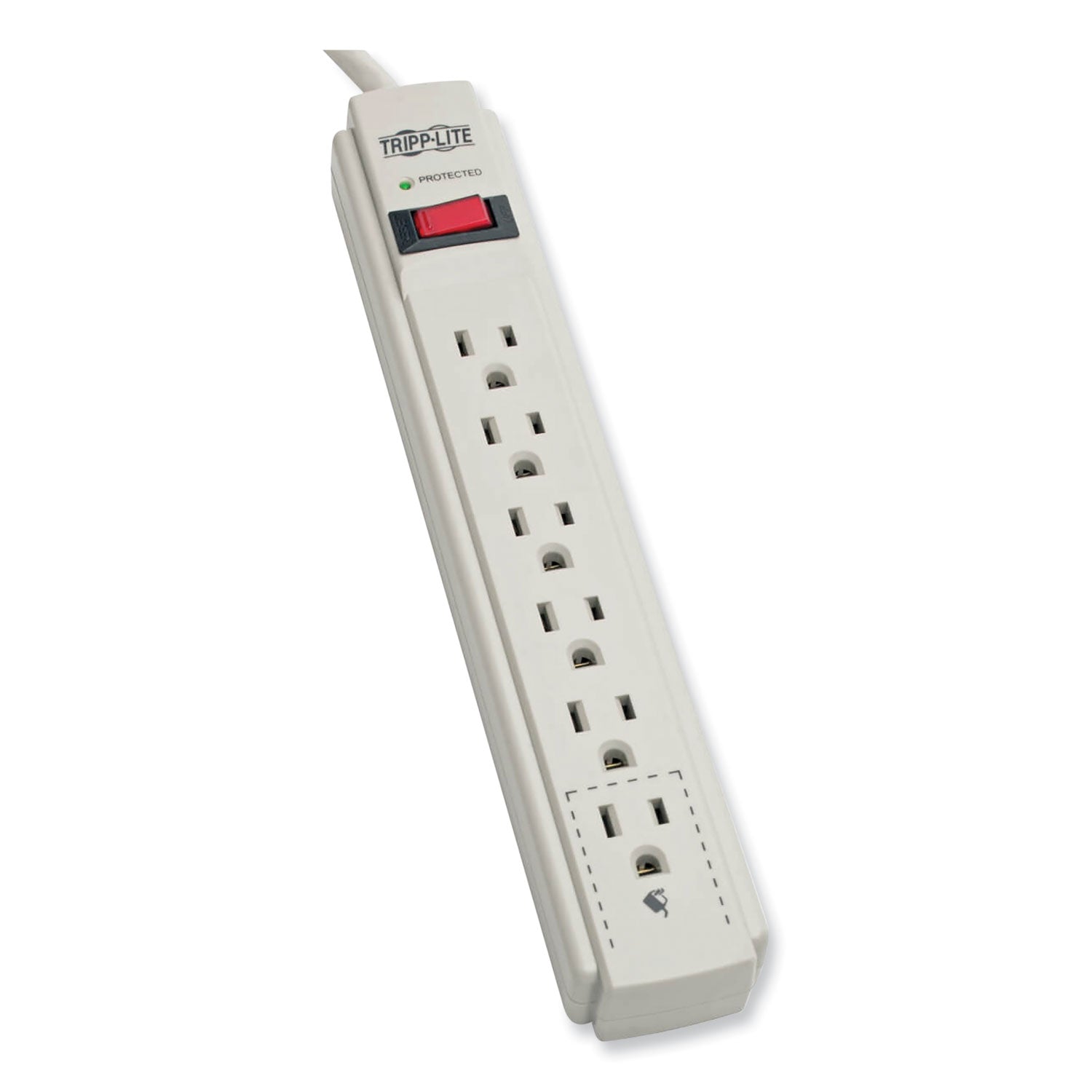 Protect It! Surge Protector, 6 AC Outlets, 15 ft Cord, 790 J, Light Gray