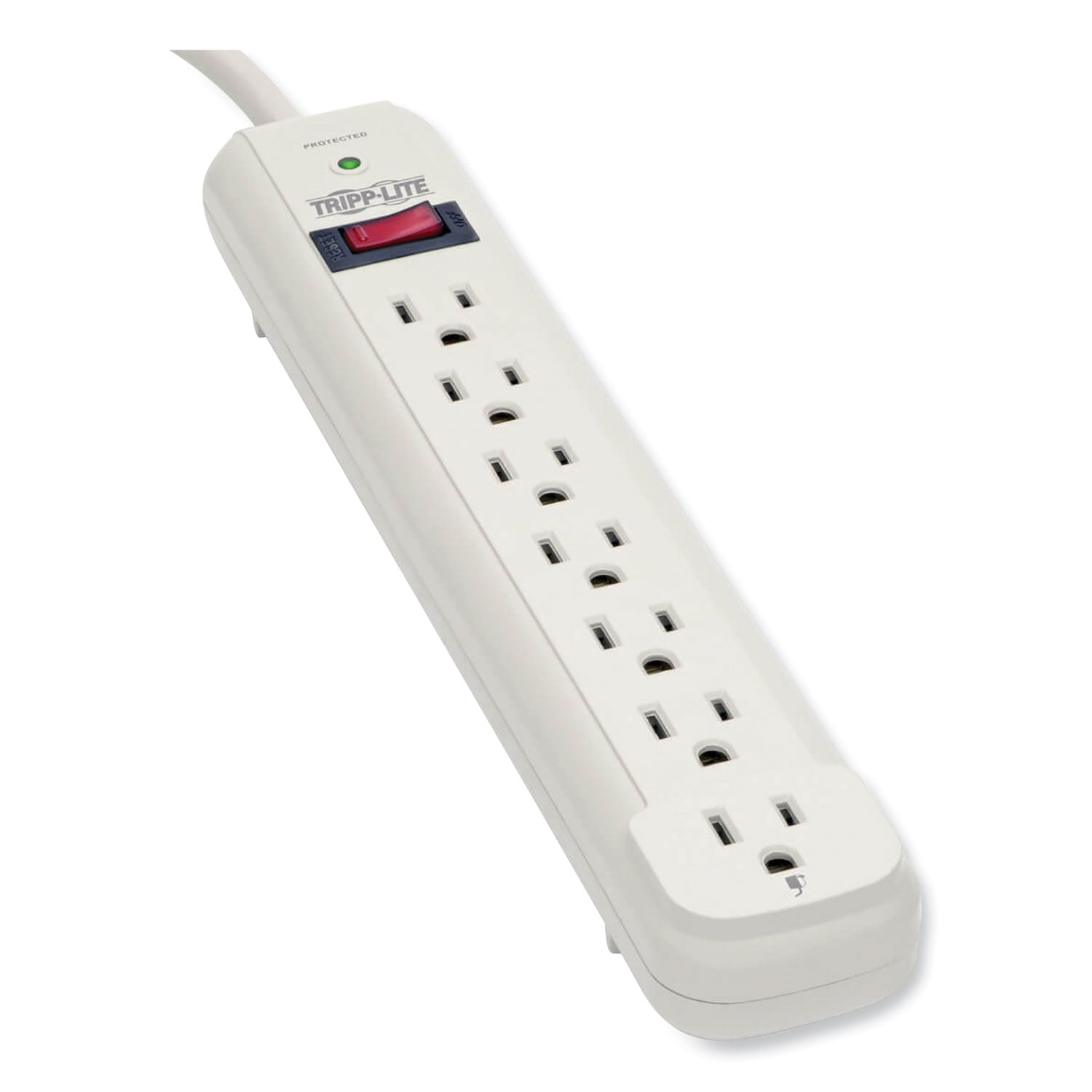 Protect It! Surge Protector, 7 AC Outlets, 25 ft Cord, 1,080 J, Light Gray