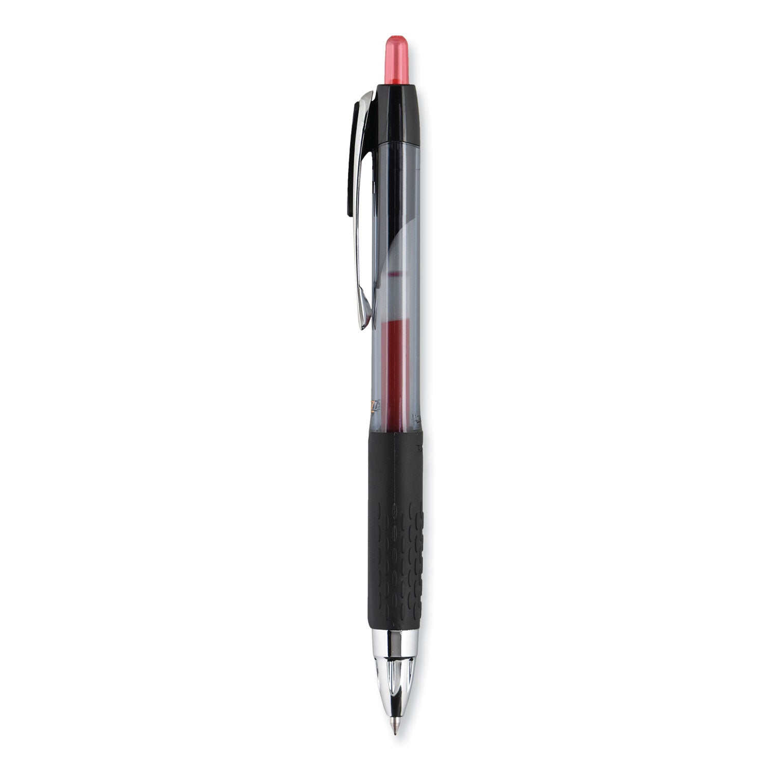 uniball® Signo 207 Gel Pen, Retractable, Fine 0.5 mm, Red Ink, Smoke/Black/Red Barrel, Dozen