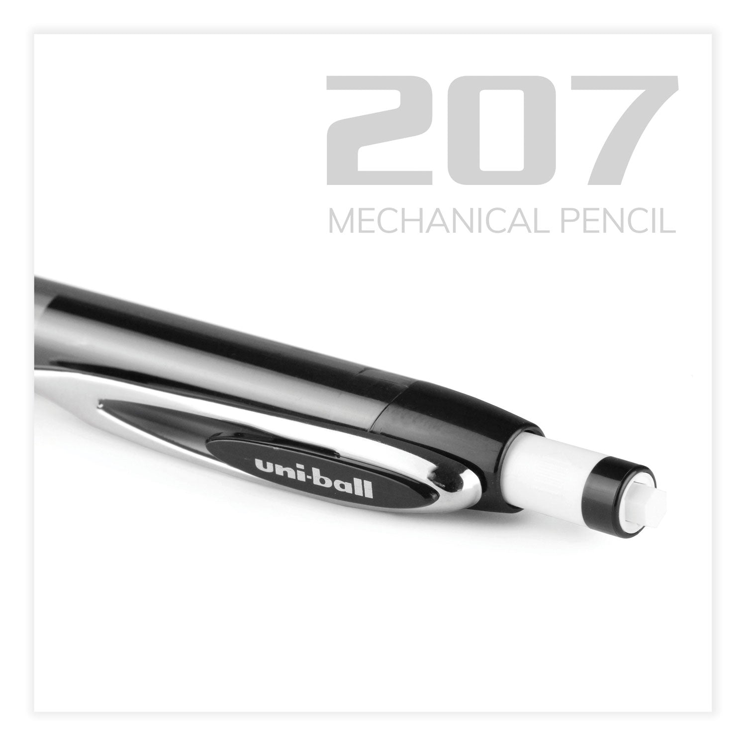 uniball® 207 Mechanical Pencil, 0.7 mm, HB (#2), Black Lead, Black Barrel, Dozen