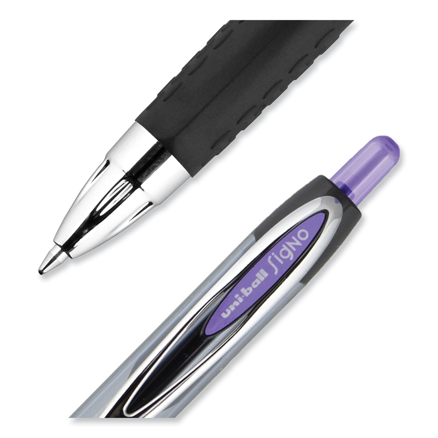 uniball® Signo 207 Gel Pen, Retractable, Medium 0.7 mm, Violet Ink, Smoke/Black/Violet Barrel, Dozen