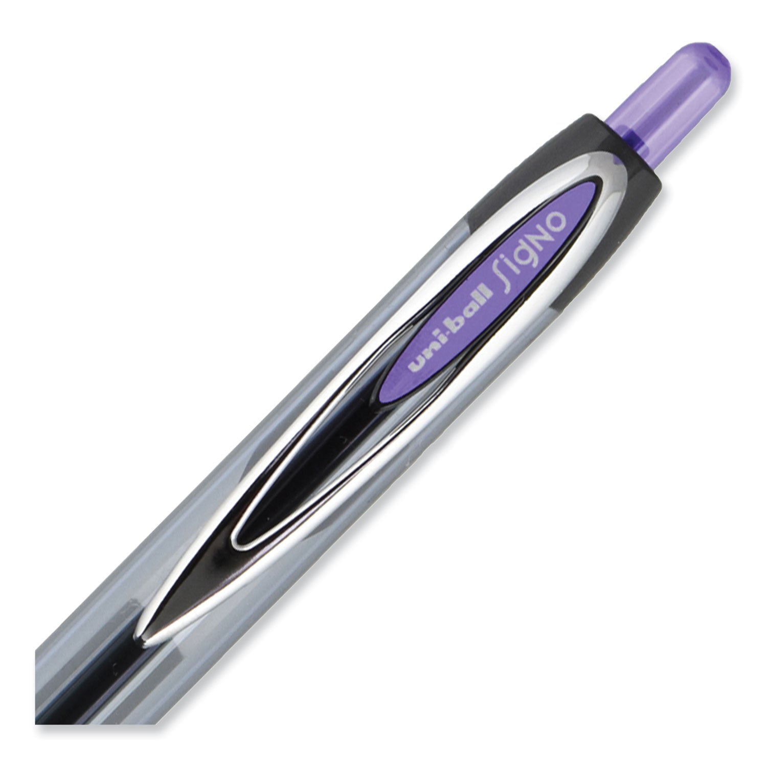 uniball® Signo 207 Gel Pen, Retractable, Medium 0.7 mm, Violet Ink, Smoke/Black/Violet Barrel, Dozen