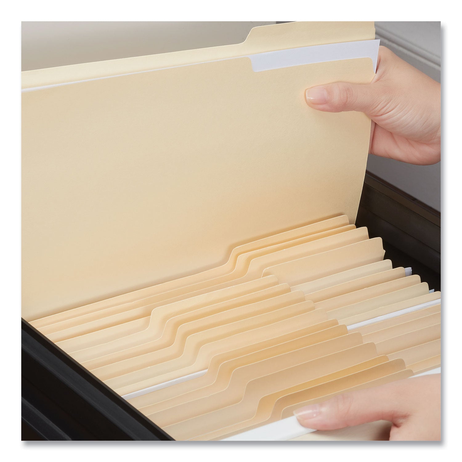 Universal® Top Tab File Folders, 1/3-Cut Tabs: Assorted, Letter Size, 0.75" Expansion, Manila, 50/Box