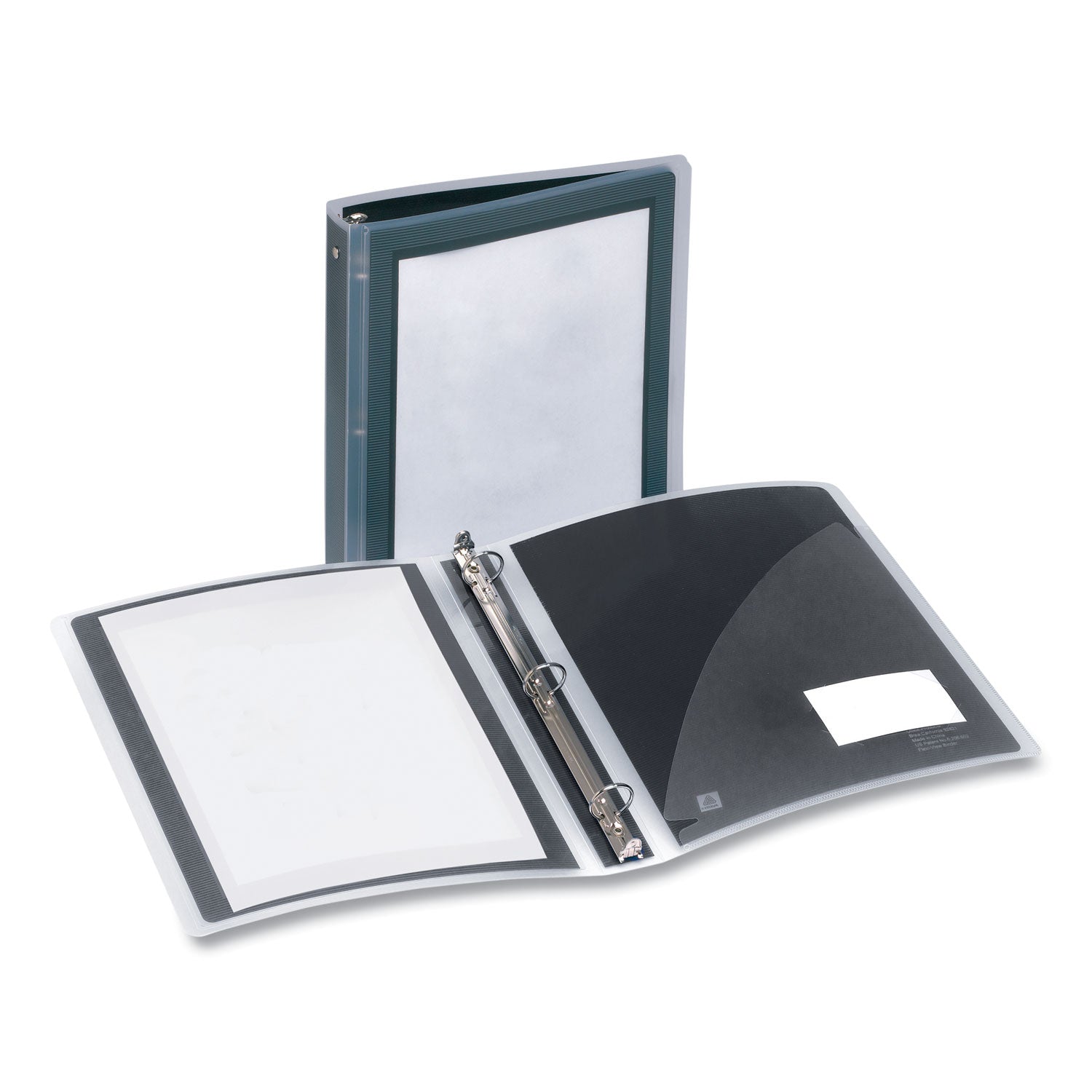 Flexi-View Binder with Round Rings, 3 Rings, 1.5" Capacity, 11 x 8.5, Black