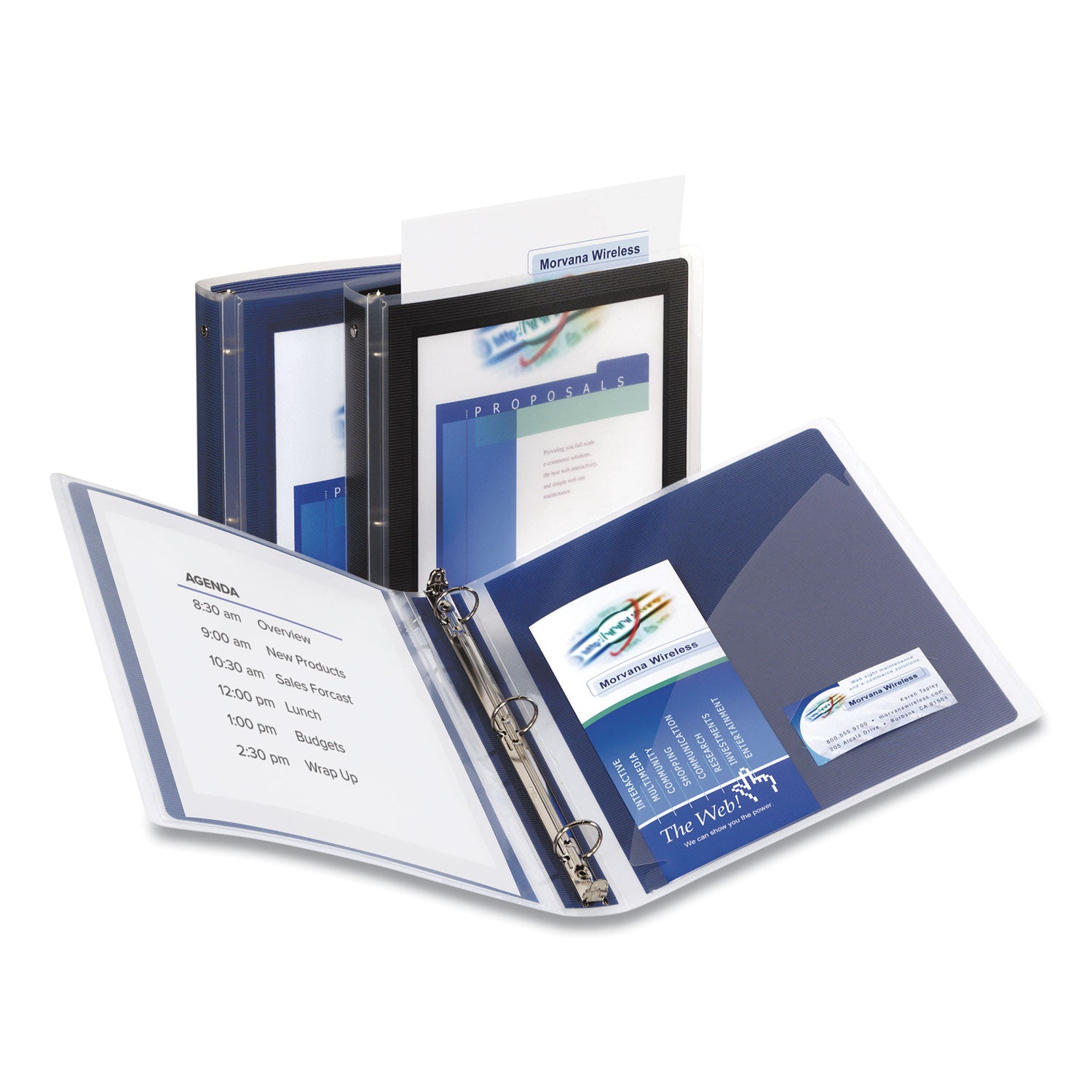 Avery® Flexi-View Binder with Round Rings, 3 Rings, 1" Capacity, 11 x 8.5, Navy Blue