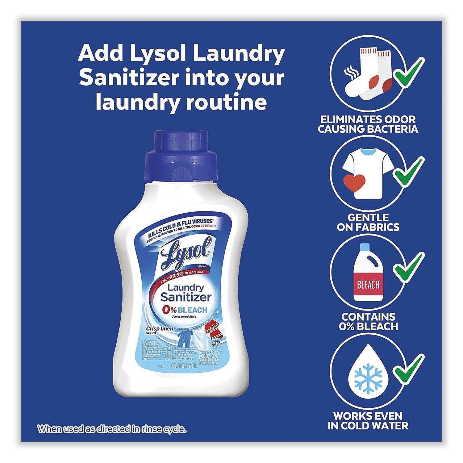 LYSOL® Brand Laundry Sanitizer, Liquid, Crisp Linen, 41 oz