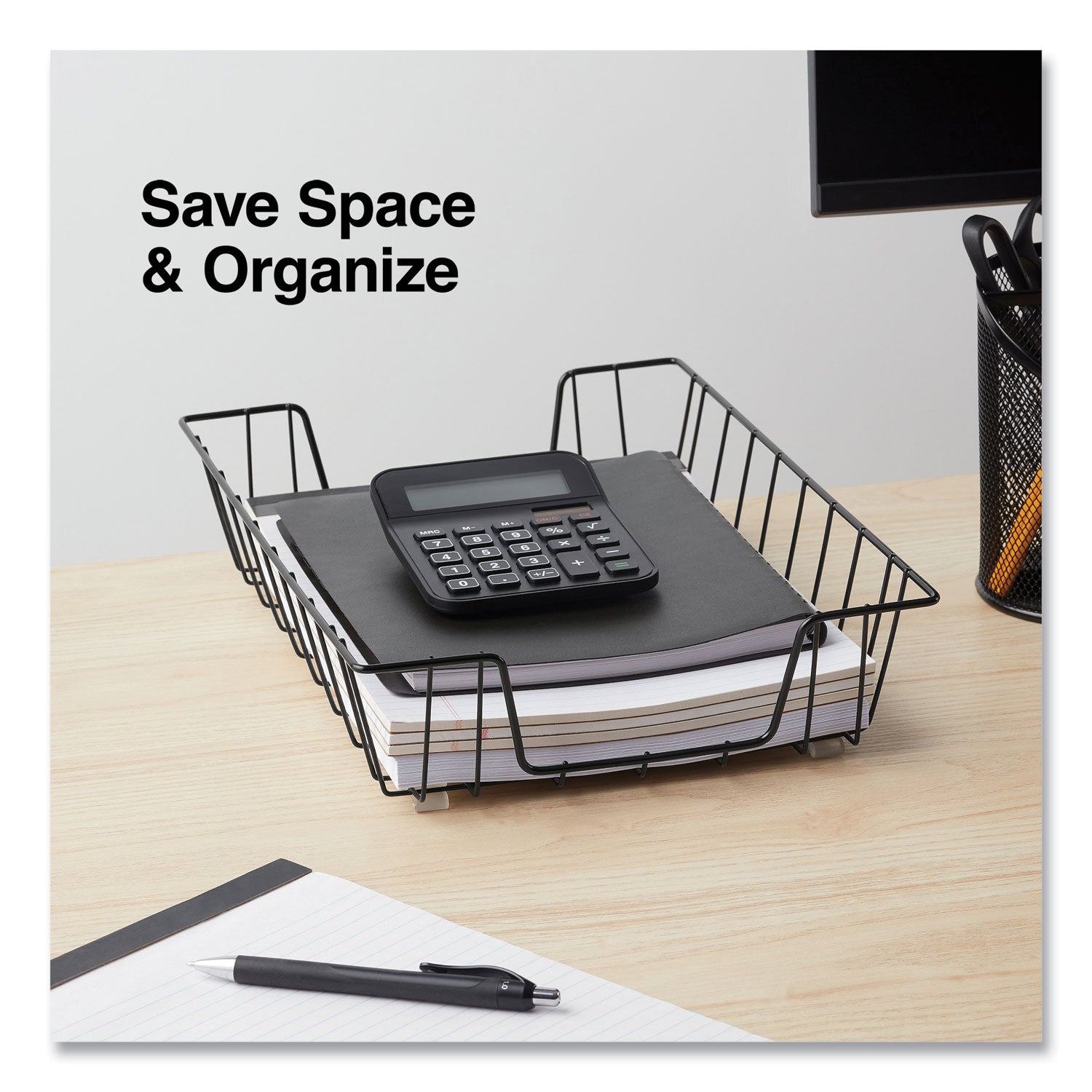 Universal® Wire Metal Letter Tray, 1 Section, Letter Size Files, 10" x 14.13" x 3", Black