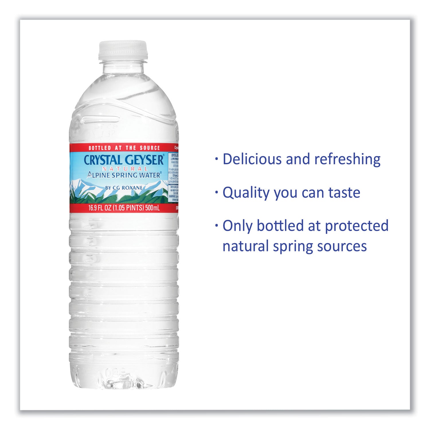 Crystal Geyser® Natural Alpine Spring Water, 16.9 oz Bottle, 24/Carton