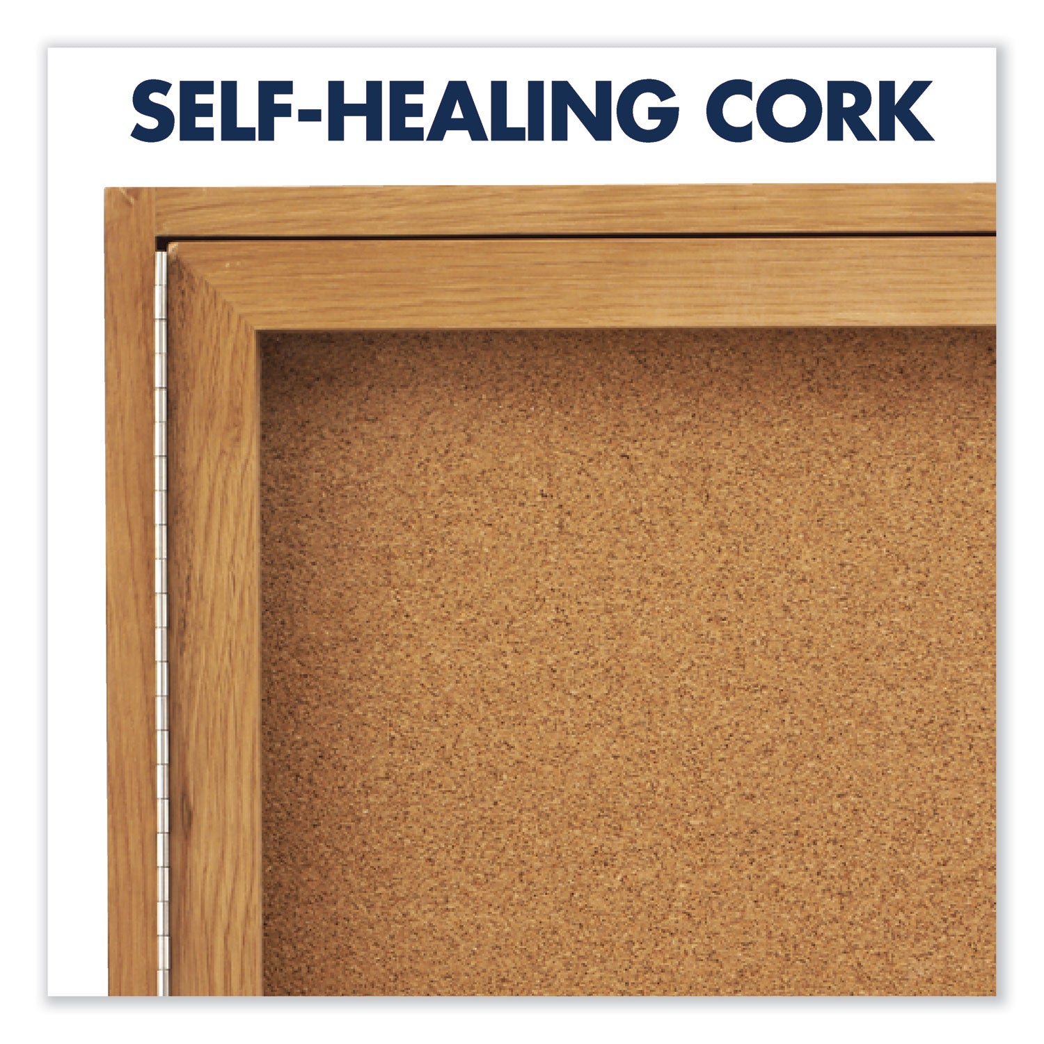 Quartet® Enclosed Indoor Cork Bulletin Board with Two Hinged Doors, 48 x 36, Tan Surface, Oak Fiberboard Frame