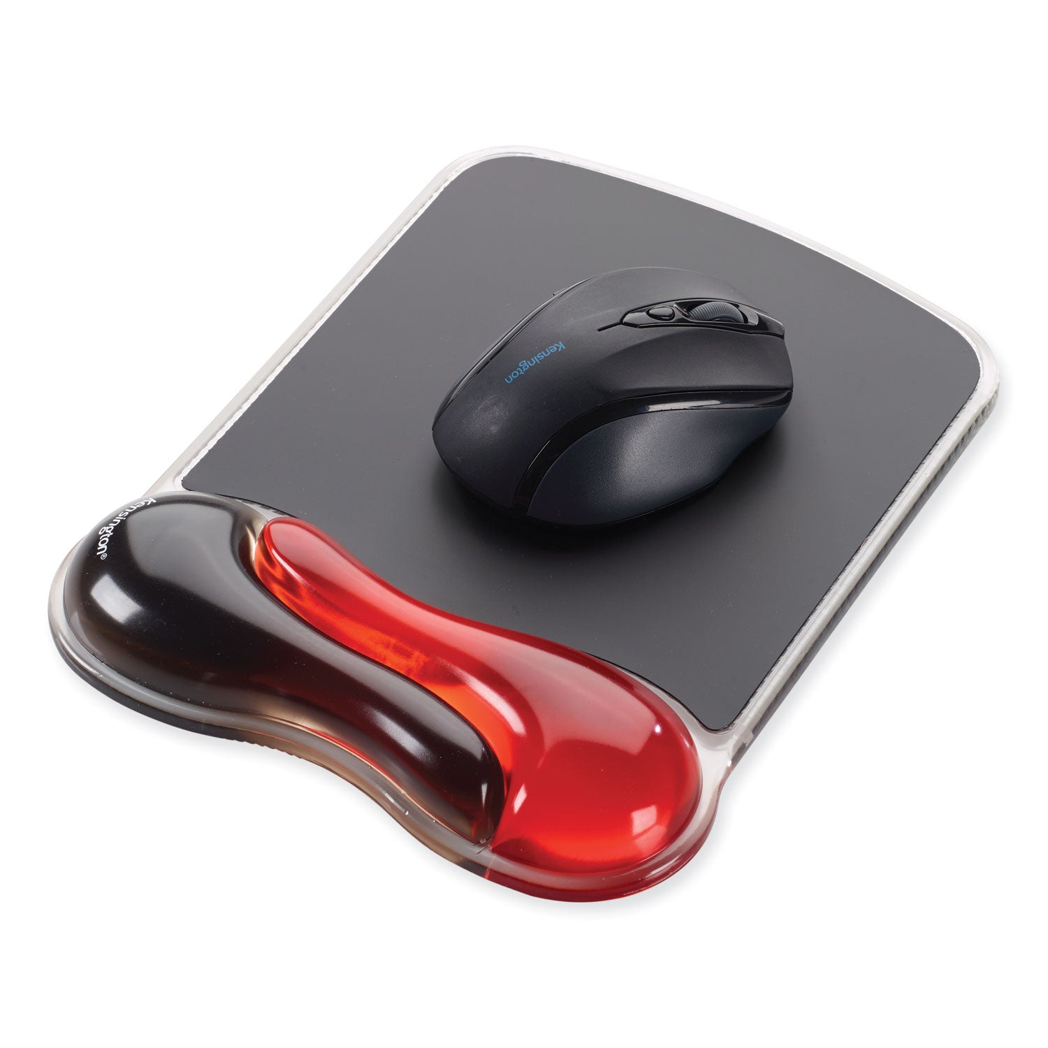 Kensington® Duo Gel Wave Mouse Pad with Wrist Rest, 9.37 x 13, Red