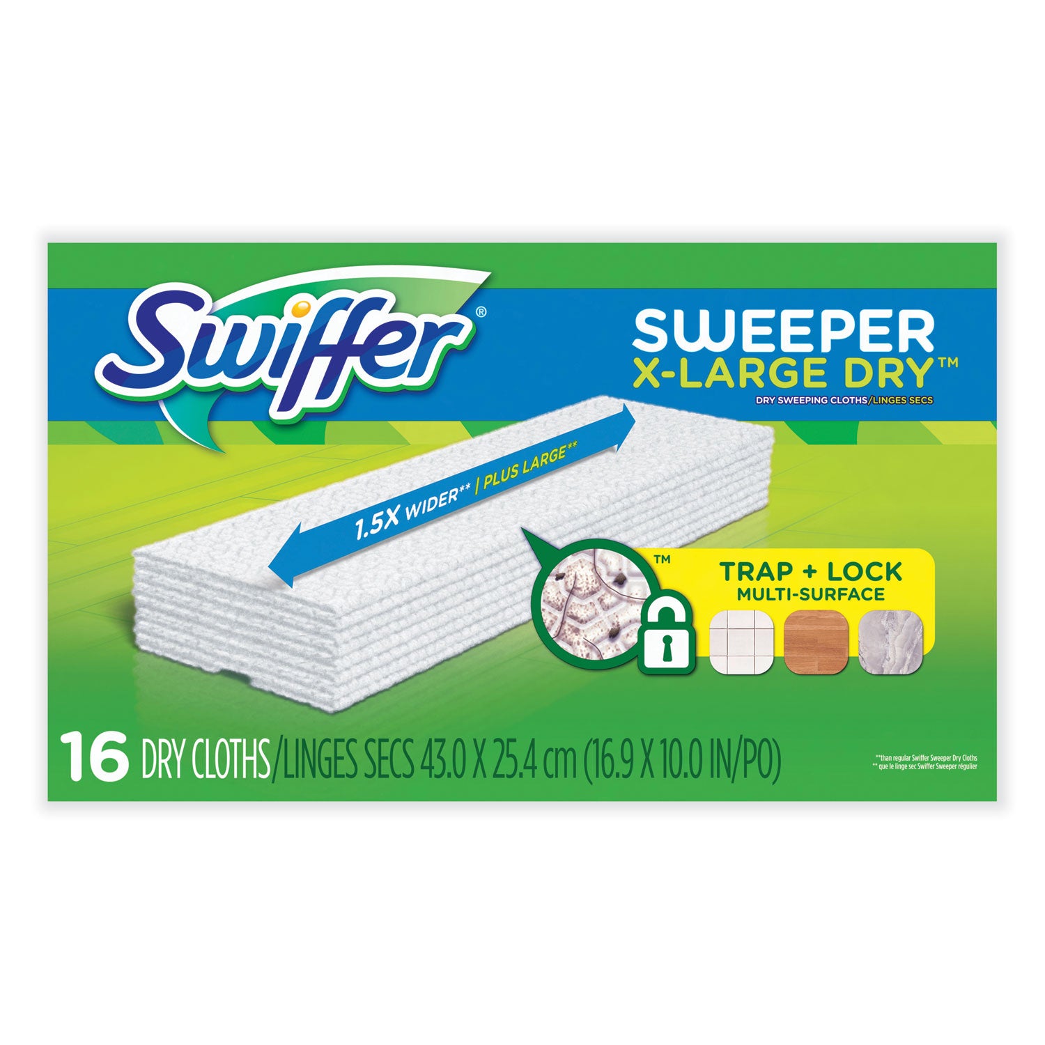 Swiffer® Sweeper XL Dry Refill Cloths, 16.9" x 9.8", White, 16/Box