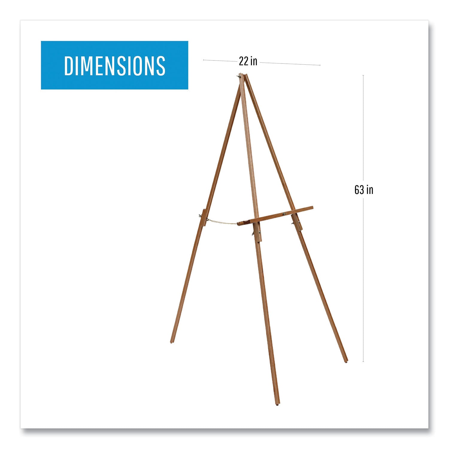 MasterVision® Oak Display Tripod Easel, 60" High, Wood/Brass