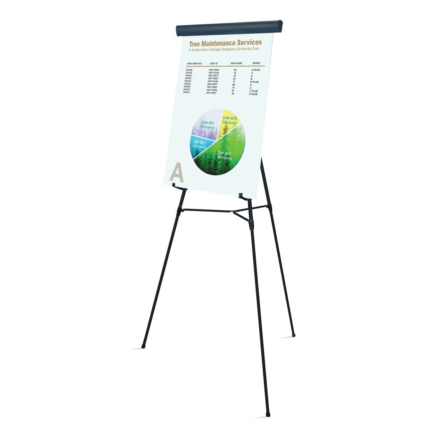 MasterVision® Telescoping Tripod Display Easel, Adjusts 35" to 64" High, Metal, Black