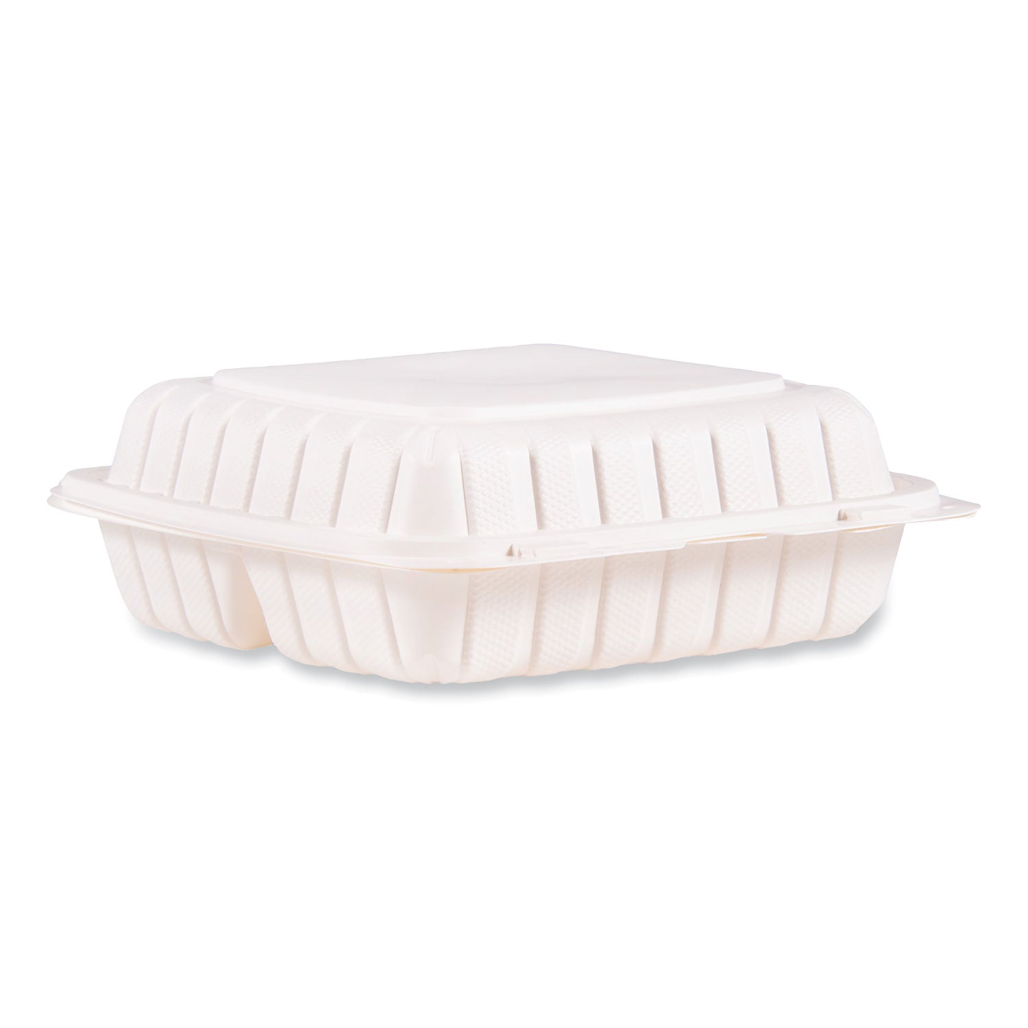 Dart® Hinged Lid Containers, 3-Compartment, 9 x 8.75 x 3, White, Plastic, 150/Carton