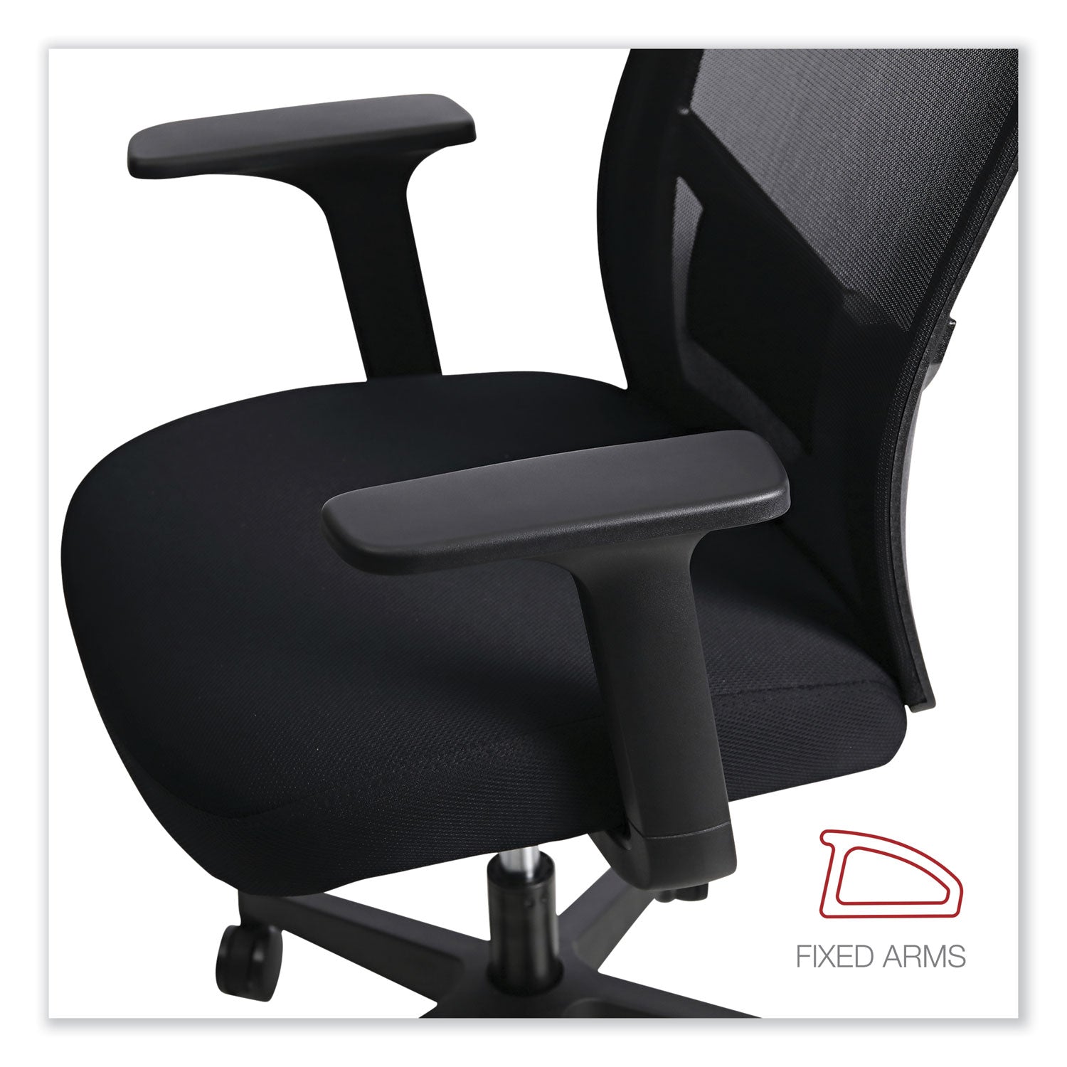 Workspace by Alera® Mesh Back Fabric Task Chair, Supports Up to 275 lb, 17.32" to 21.1" Seat Height, Black Seat, Black Back