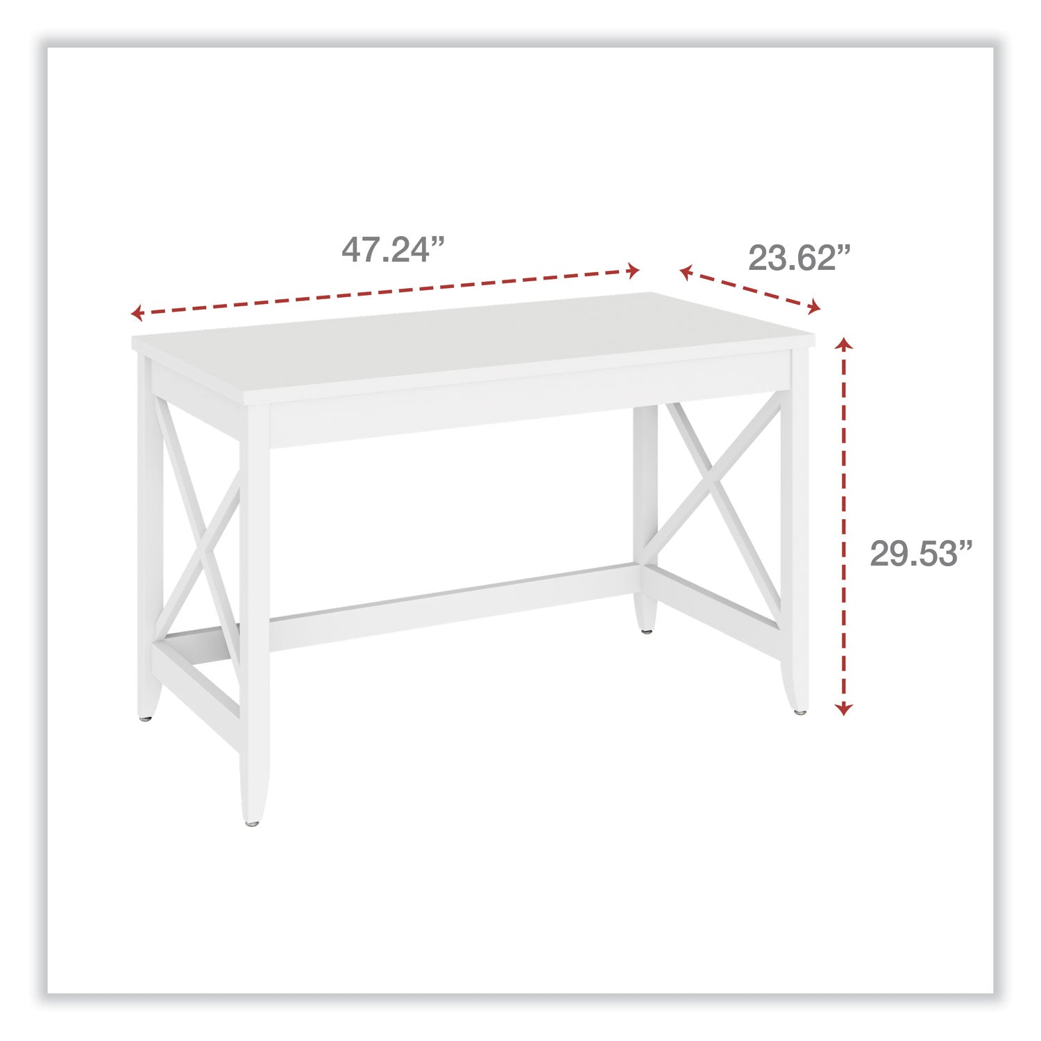 Workspace by Alera® Farmhouse Writing Desk, 47.24" x 23.62" x 29.53", White