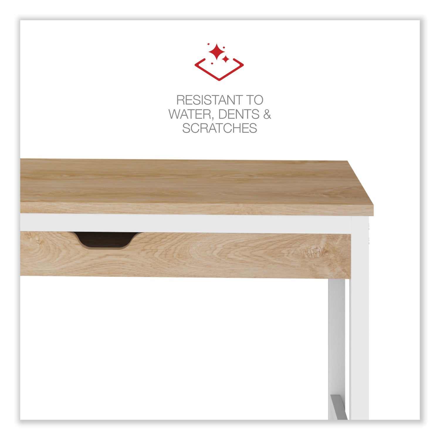 Workspace by Alera® Modern Writing Desk, 47.24" x 23.62" x 29.92", Beigewood/White