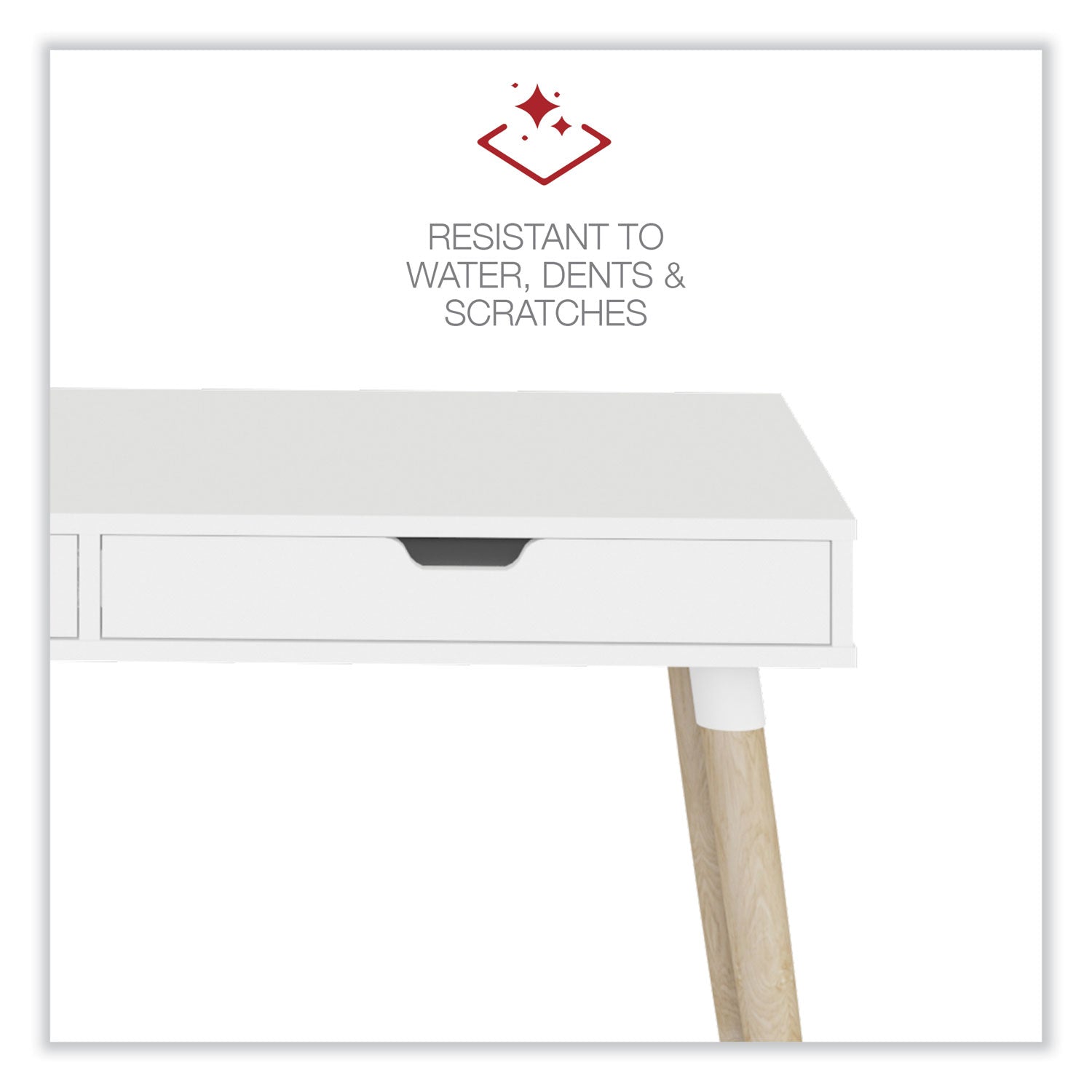 Workspace by Alera® Scandinavian Writing Desk, 47.24" x 23.62" x 29.53", White/Beigewood