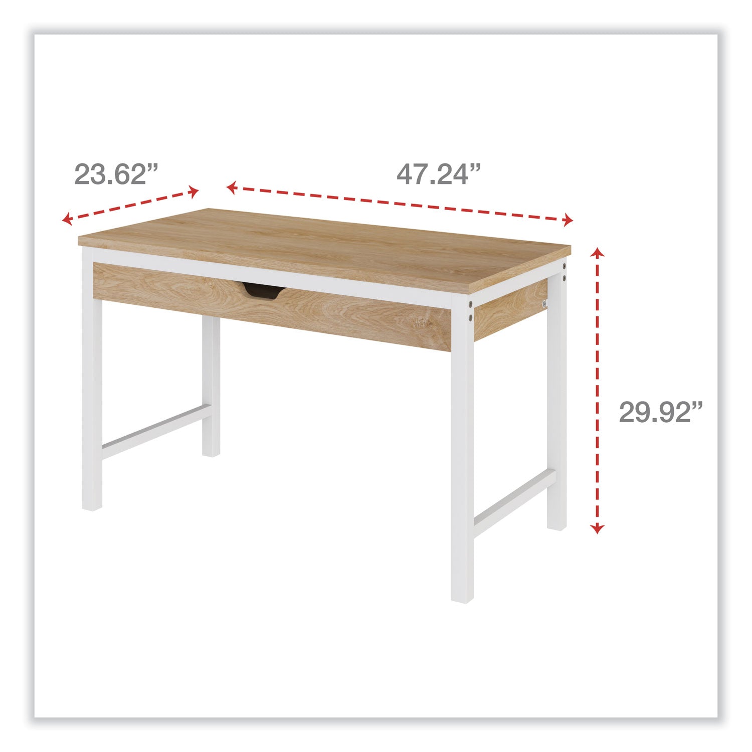 Workspace by Alera® Modern Writing Desk, 47.24" x 23.62" x 29.92", Beigewood/White