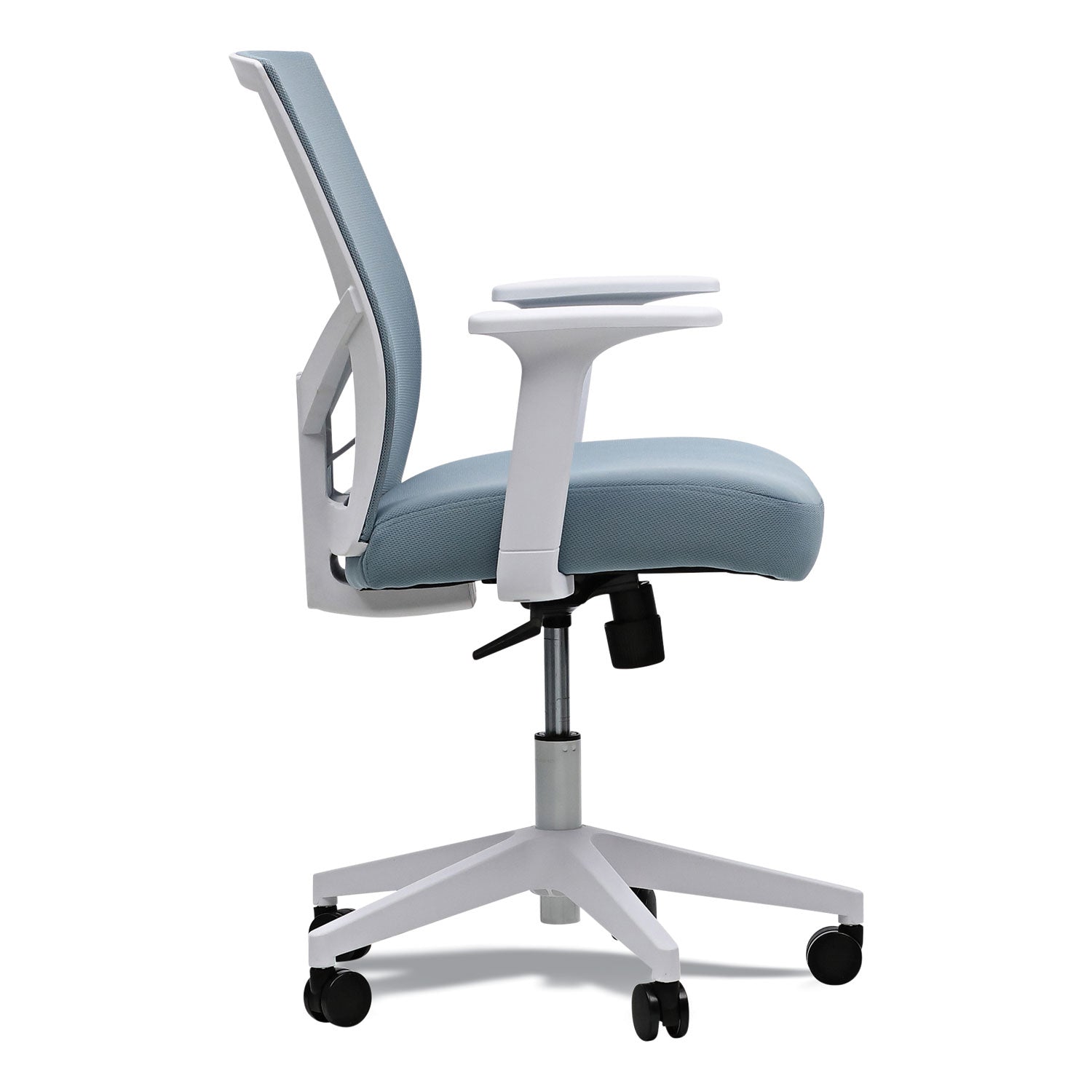 Workspace by Alera® Mesh Back Fabric Task Chair, Supports Up to 275 lb, 17.32" to 21.1" Seat Height, Seafoam Blue Seat/Back