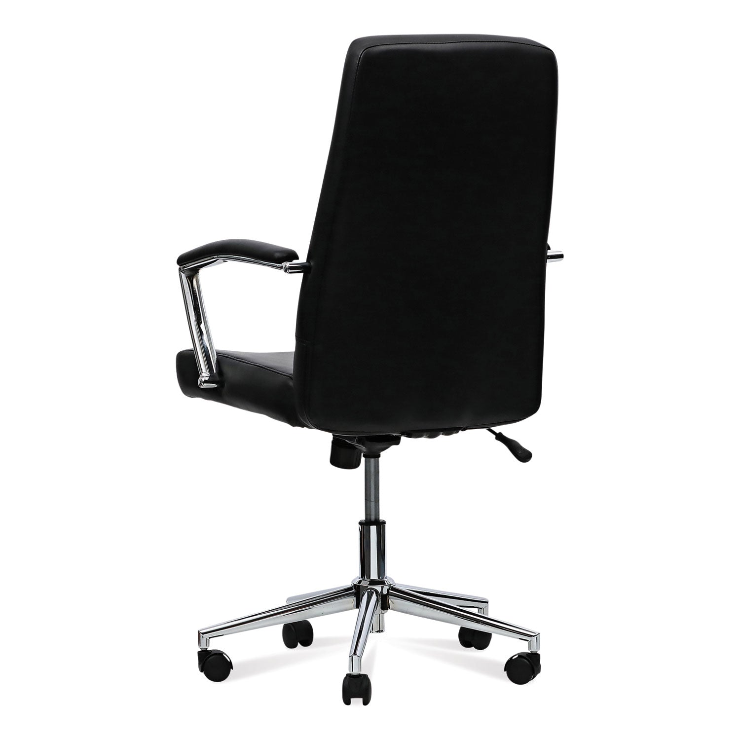 Workspace by Alera® Leather Task Chair, Supports Up to 275 lb, 18.19" to 21.93" Seat Height, Black Seat, Black Back