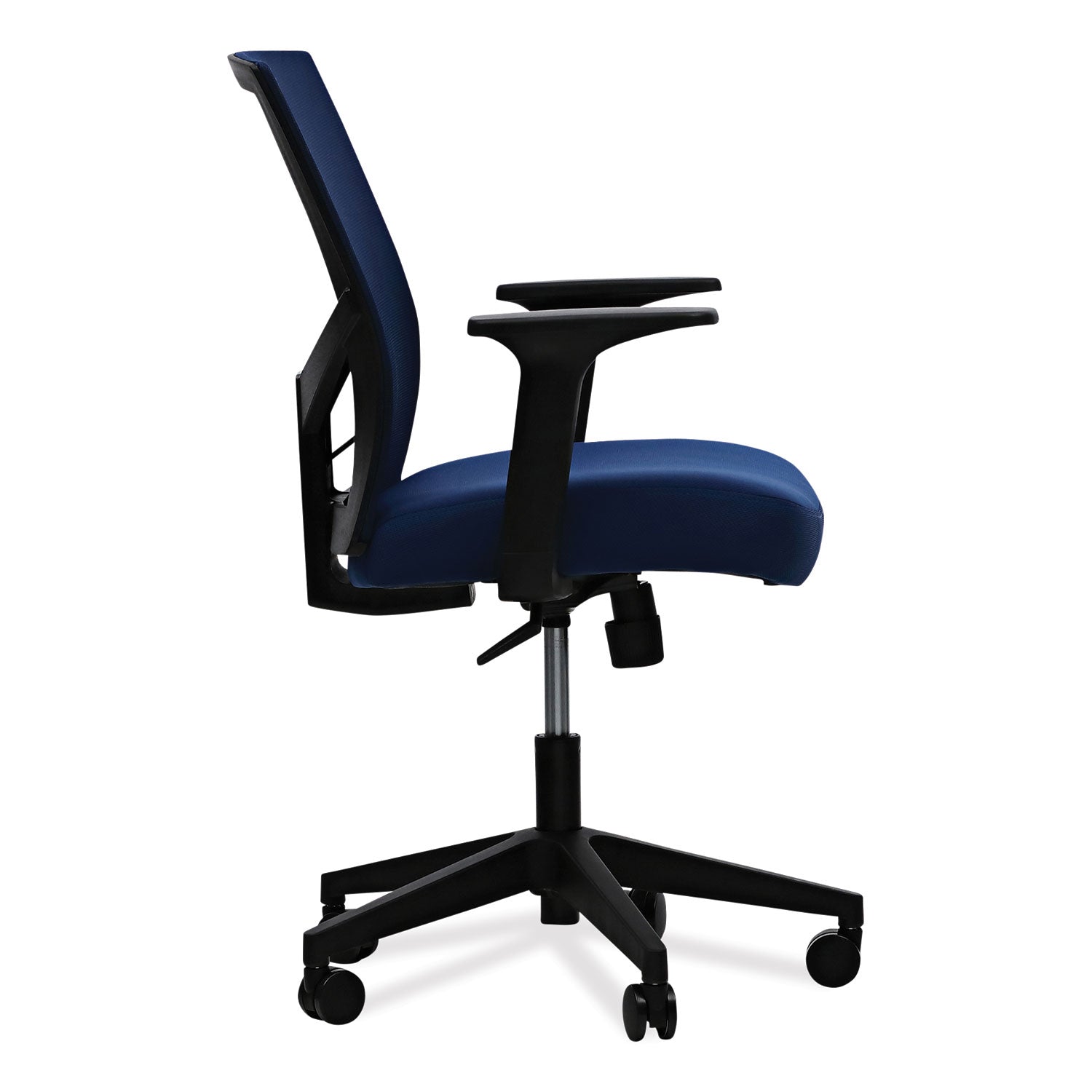 Workspace by Alera® Mesh Back Fabric Task Chair, Supports Up to 275 lb, 17.32" to 21.1" Seat Height, Navy Seat, Navy Back