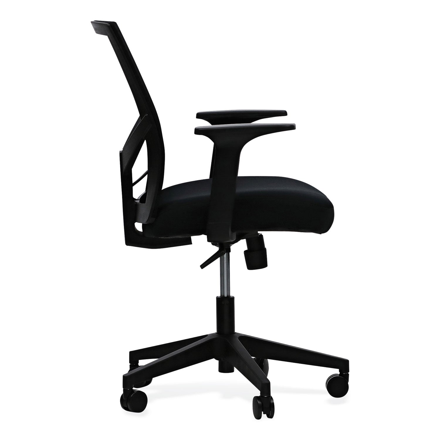 Workspace by Alera® Mesh Back Fabric Task Chair, Supports Up to 275 lb, 17.32" to 21.1" Seat Height, Black Seat, Black Back